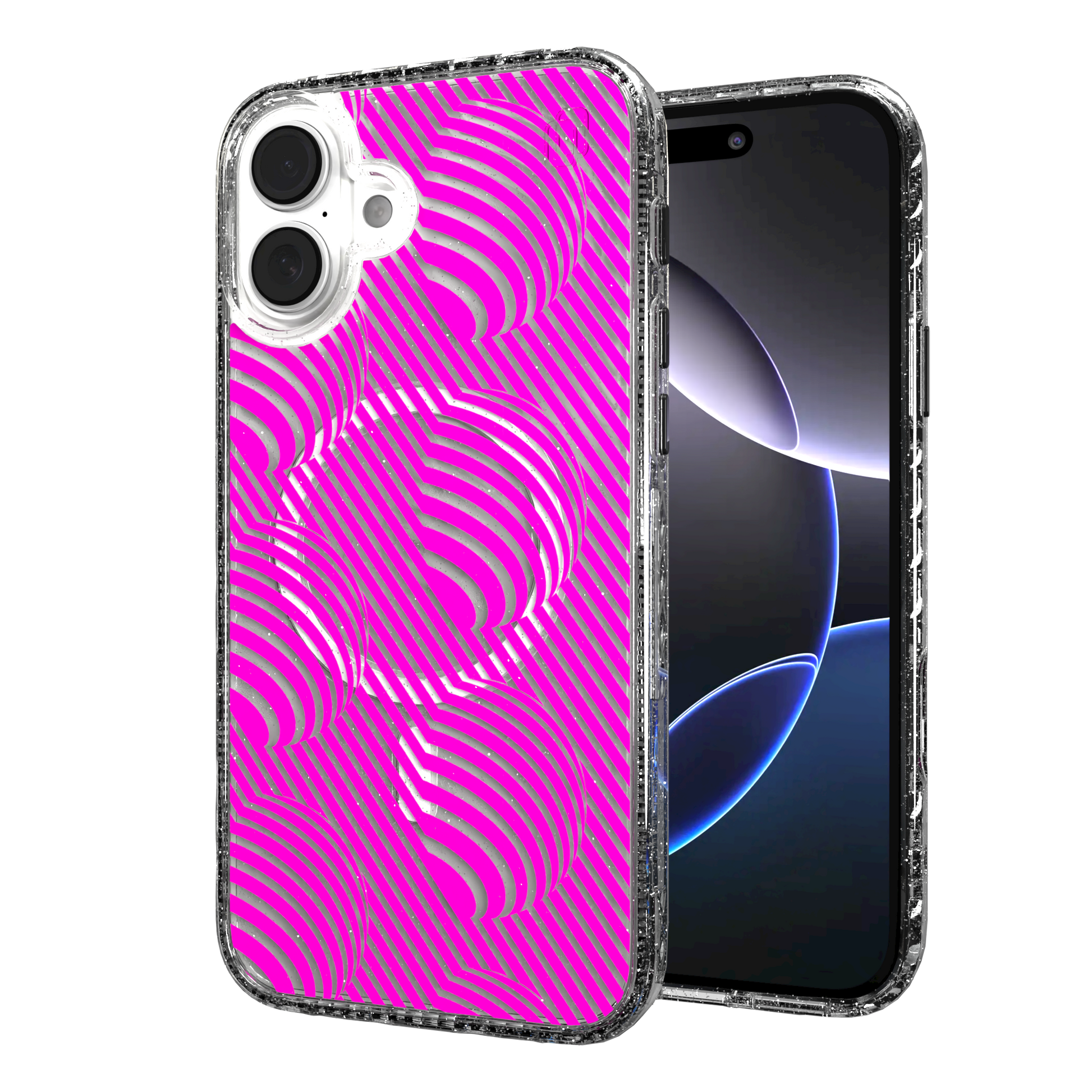 iPhone 16 Series | MagSafe | Monochromatic Case Designs | Pink Bumps Pink Bumps / iPhone 16 Plus / Clear Sparkle