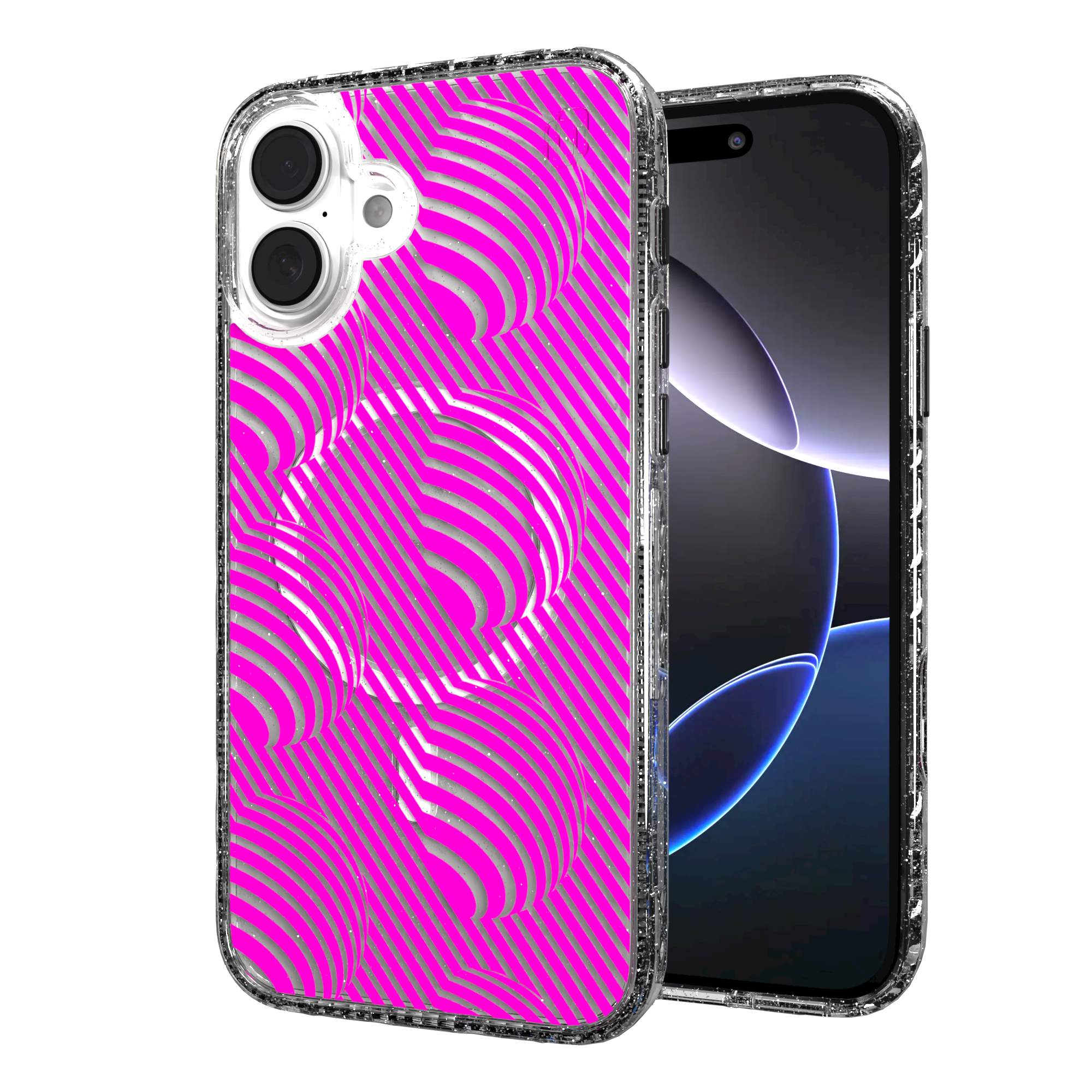 iPhone 16 Series | MagSafe | Monochromatic Case Designs | Pink Bumps Pink Bumps / iPhone 16 Plus / Clear Sparkle
