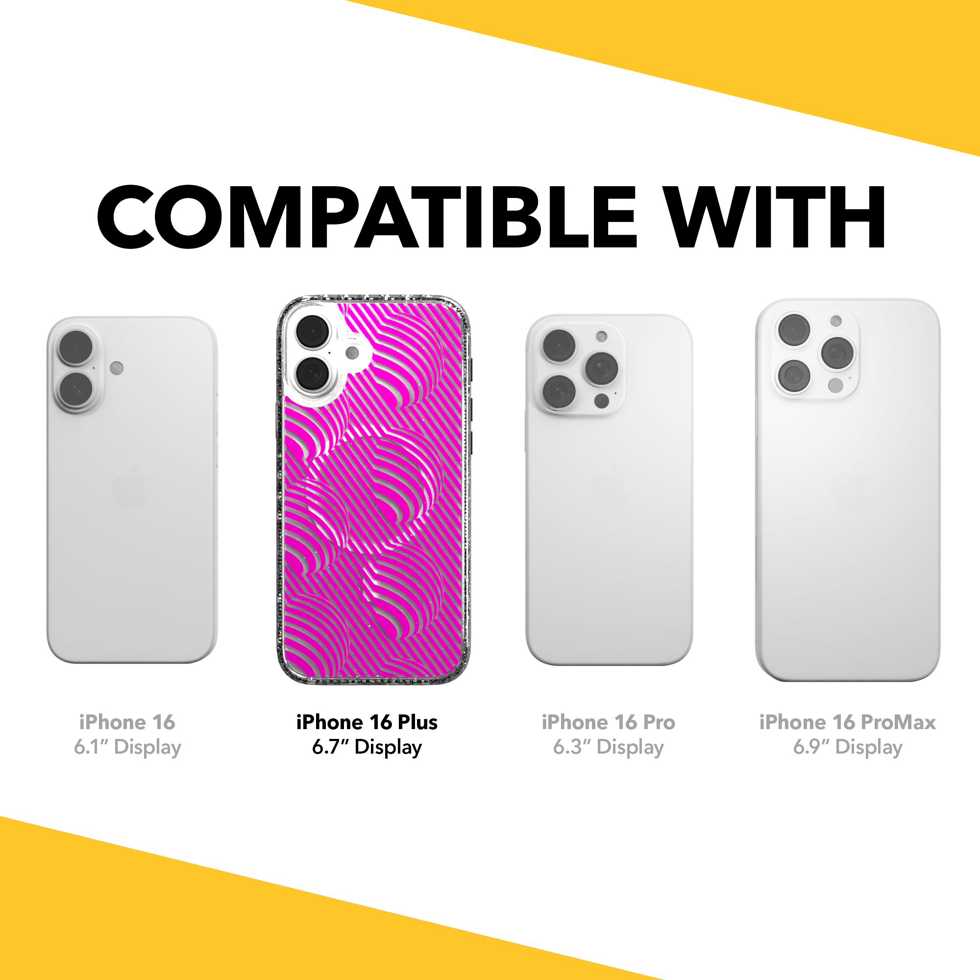 iPhone 16 Series | MagSafe | Monochromatic Case Designs | Pink Bumps Pink Bumps / iPhone 16 Plus / Clear Sparkle