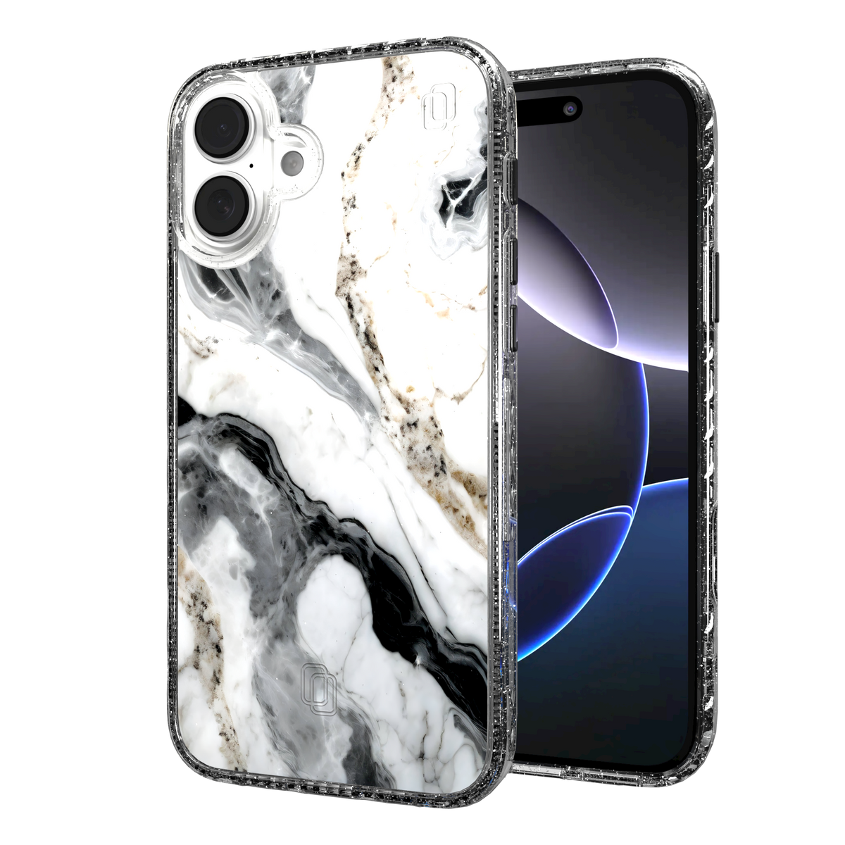 iPhone 16 Series | MagSafe | Stone Beauty Case Collection | Pure Snow White Marble Pure Snow / iPhone 16 Plus / Clear Sparkle