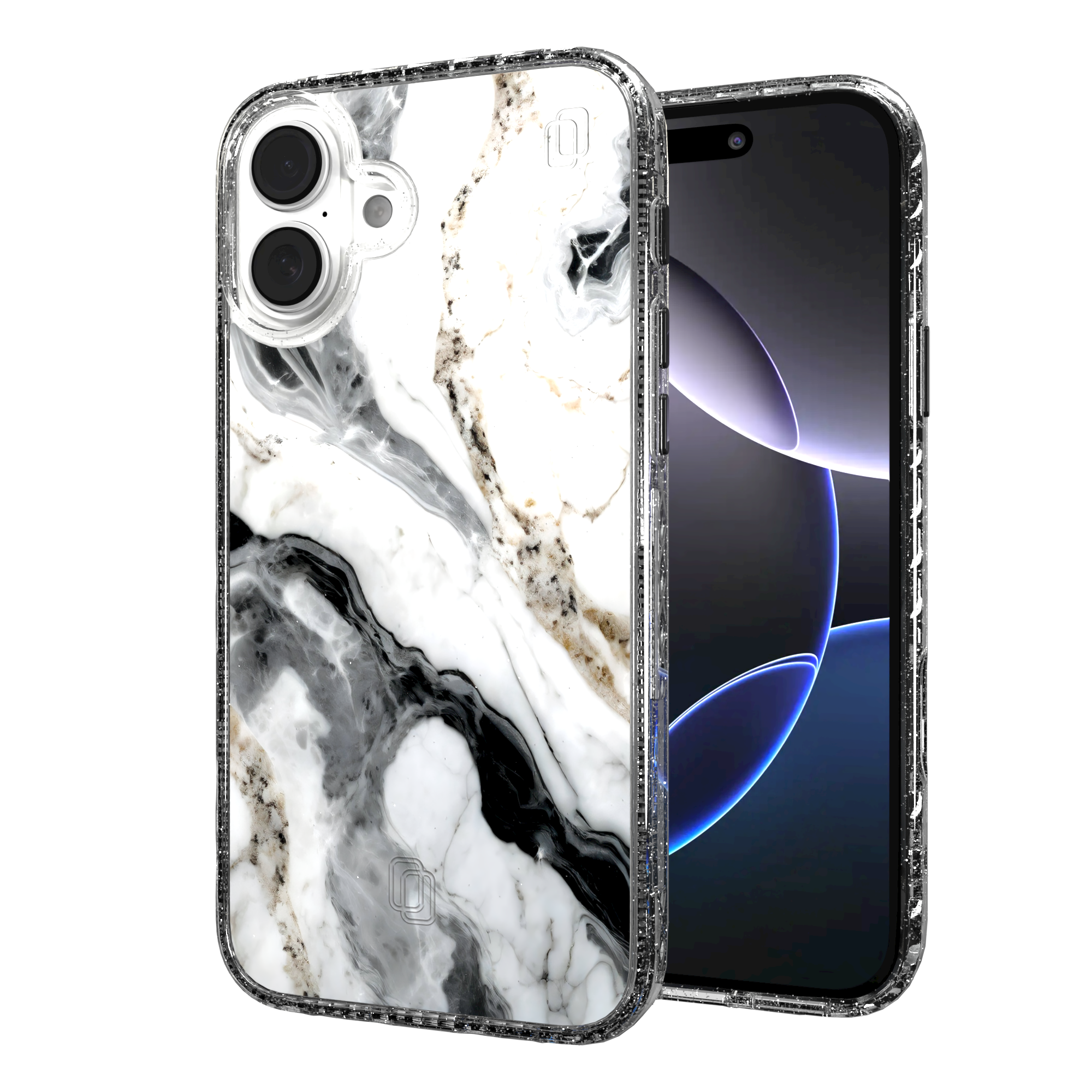 iPhone 16 Series | MagSafe | Stone Beauty Case Collection | Pure Snow White Marble Pure Snow / iPhone 16 Plus / Clear Sparkle