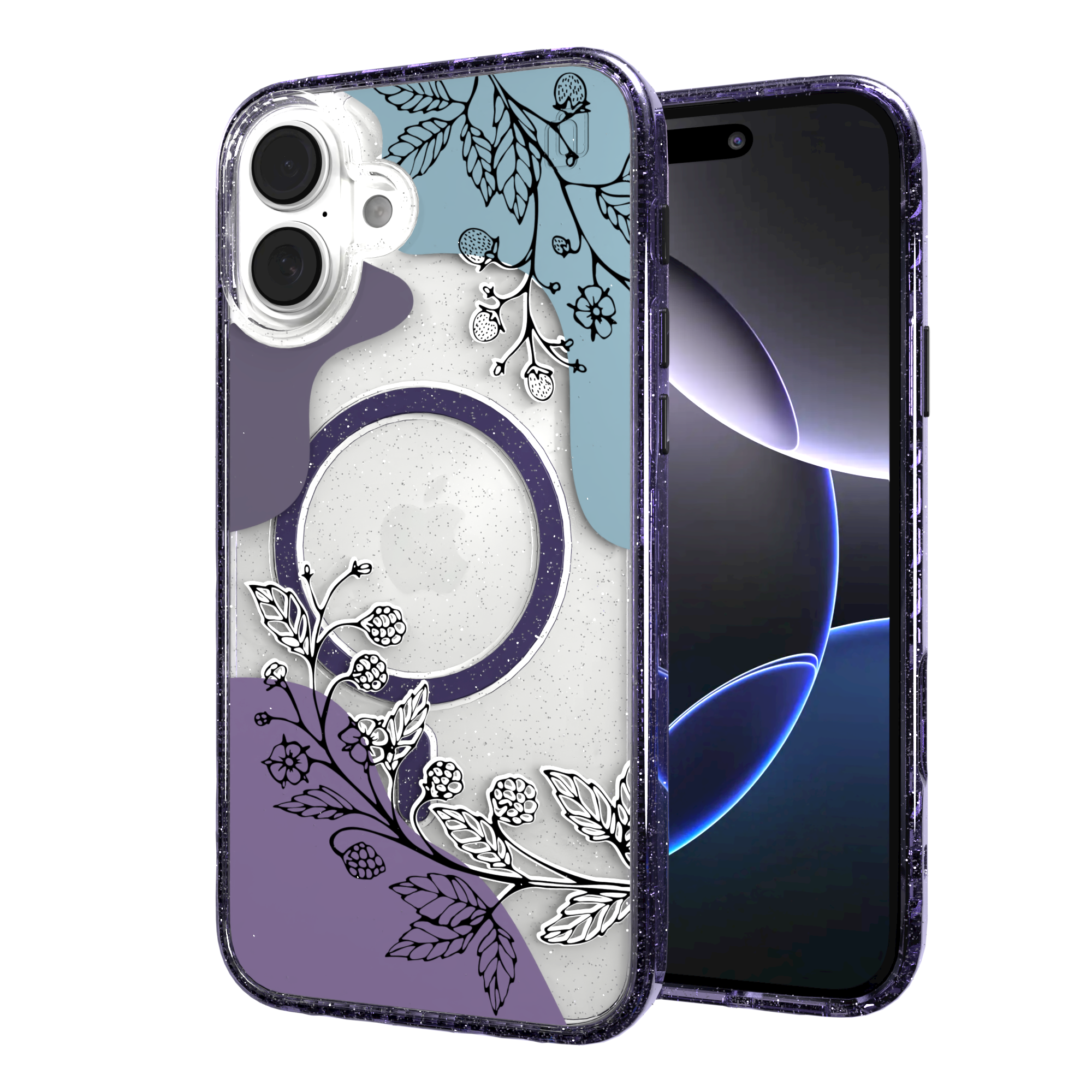 iPhone 16 Series | MagSafe | Botanical Fusion Abstract Case | Dark Winter Nights