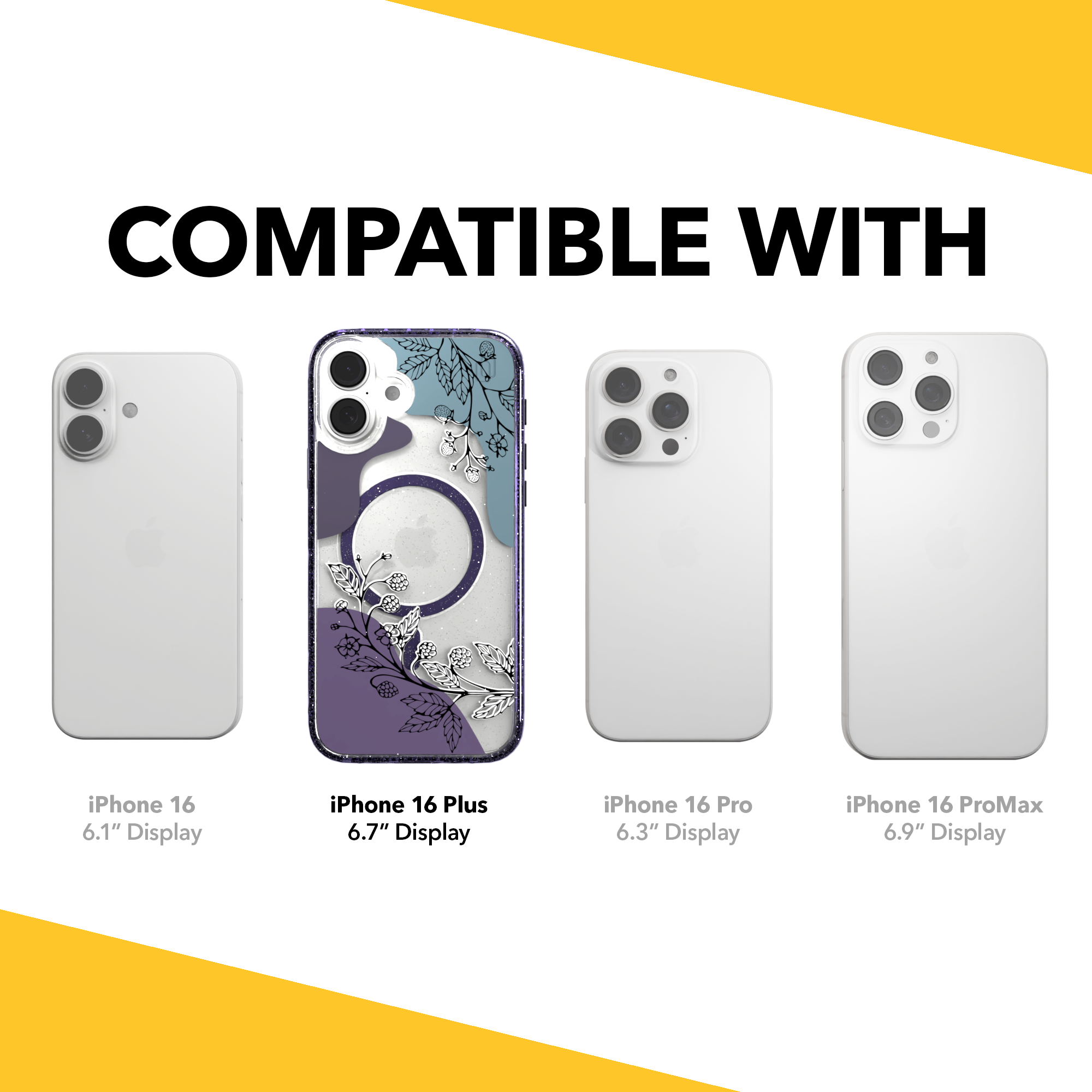 iPhone 16 Series | MagSafe | Botanical Fusion Abstract Case | Dark Winter Nights Winter / iPhone 16 Plus / Lilac Sparkle