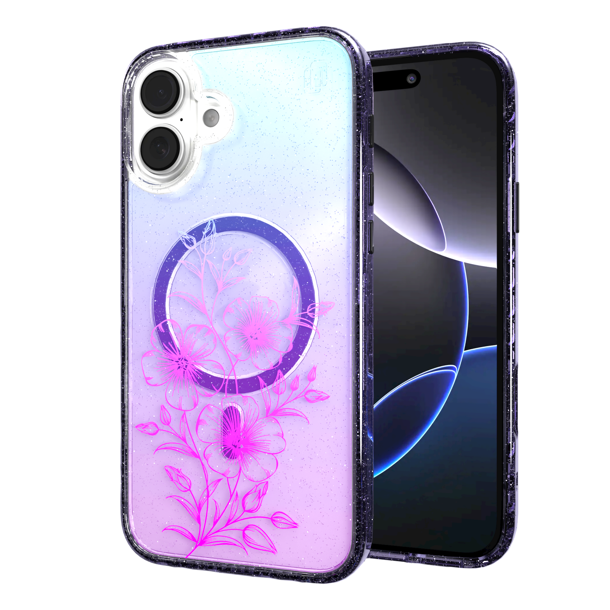 iPhone 16 Series | MagSafe | Ombre Bouquet Case Collection | Lilac Purple Haze Lilac Haze / iPhone 16 Plus / Lilac Sparkle