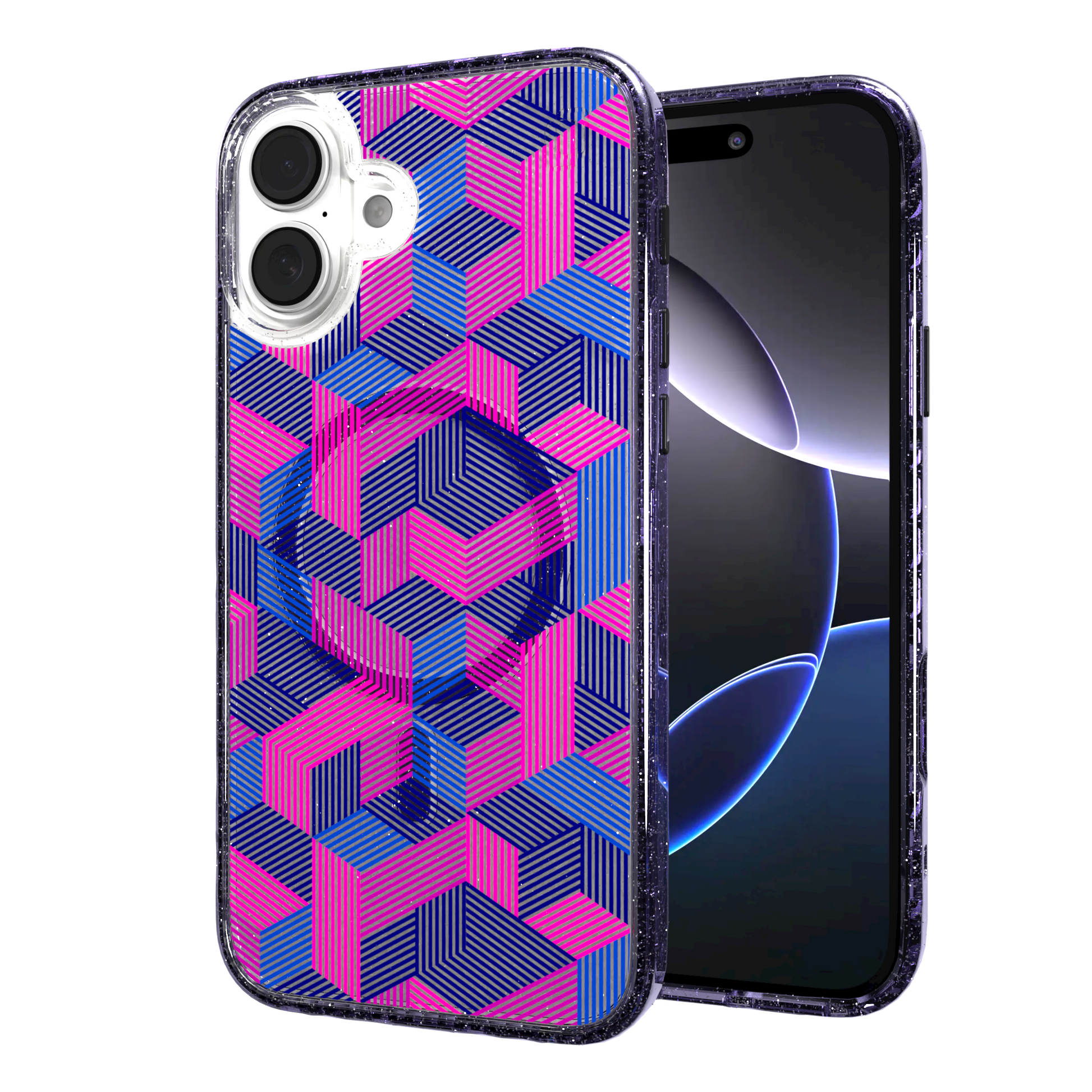 iPhone 16 Series | MagSafe | Monochromatic Case Designs | Colorful Cubes Colorful Cubes / iPhone 16 Plus / Lilac Sparkle