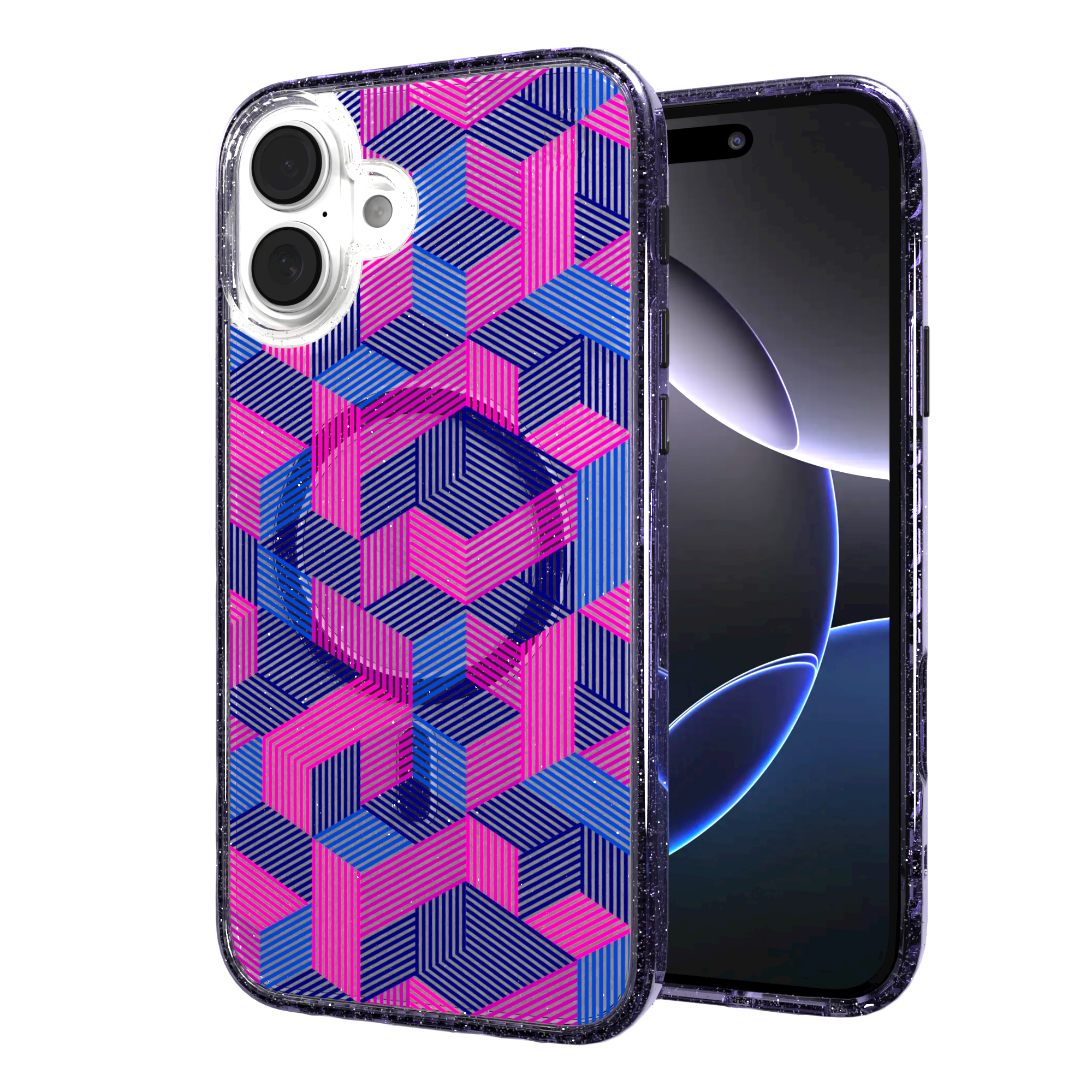iPhone 16 Series | MagSafe | Monochromatic Case Designs | Colorful Cubes Colorful Cubes / iPhone 16 Plus / Lilac Sparkle