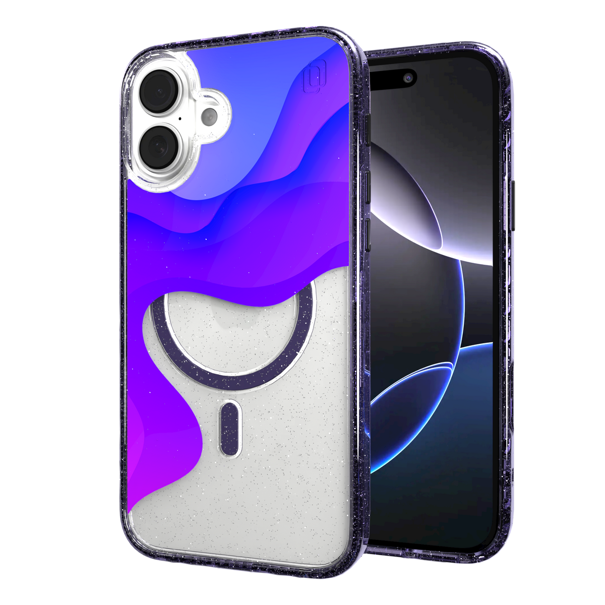 iPhone 16 Series | MagSafe | Abstract Art Case | Retro Purple Waves Retro Purple / iPhone 16 Plus / Lilac Sparkle