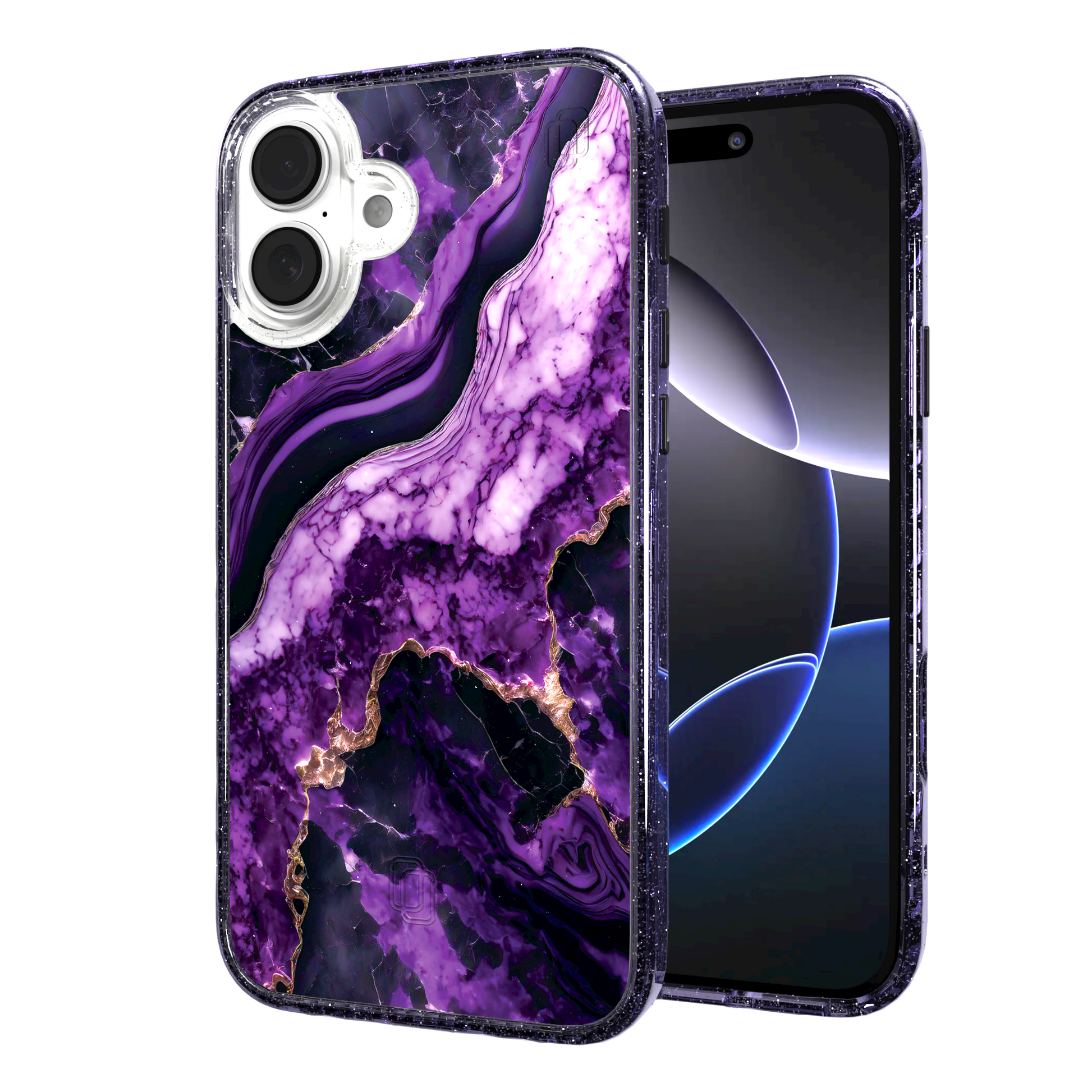 iPhone 16 Series | MagSafe | Stone Beauty Case Collection | Falling Dusk Purple & Gold Marble Falling Dusk / iPhone 16 Plus / Lilac Sparkle