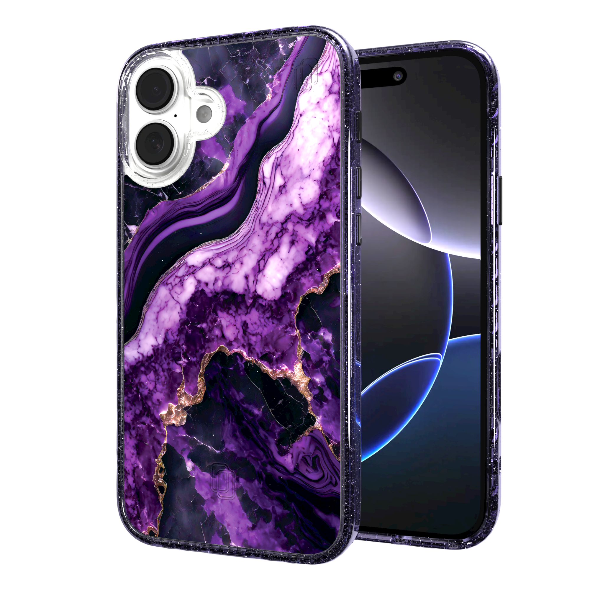 iPhone 16 Series | MagSafe | Stone Beauty Case Collection | Falling Dusk Purple & Gold Marble Falling Dusk / iPhone 16 Plus / Lilac Sparkle