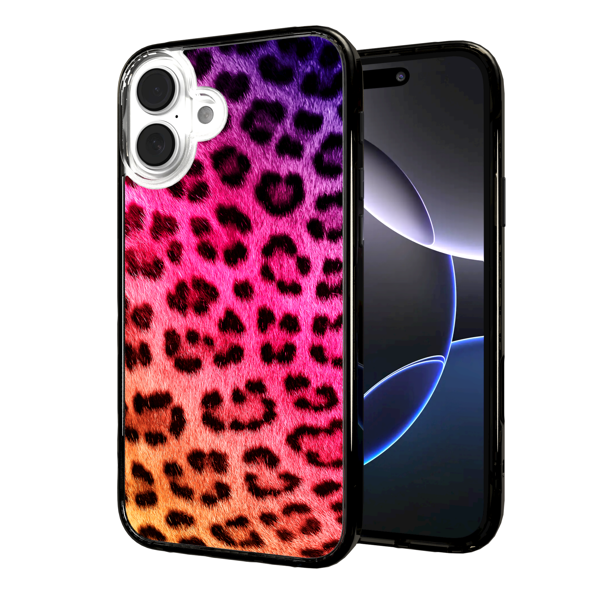 iPhone 16 Series | MagSafe | Animal Print Case | Pink Leopard Print Pink Cheetah / iPhone 16 Plus / Black