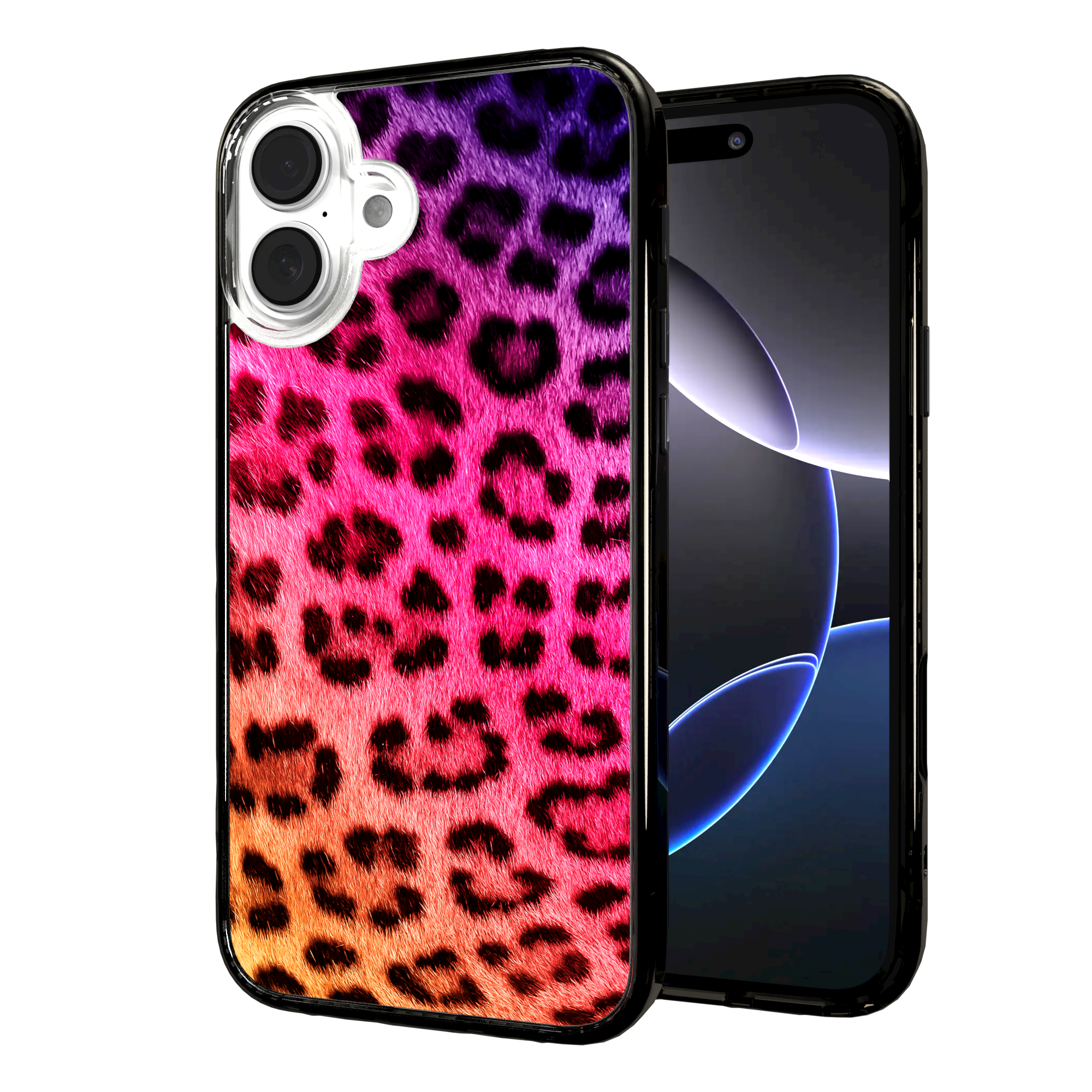 iPhone 16 Series | MagSafe | Animal Print Case | Pink Leopard Print Pink Cheetah / iPhone 16 Plus / Black