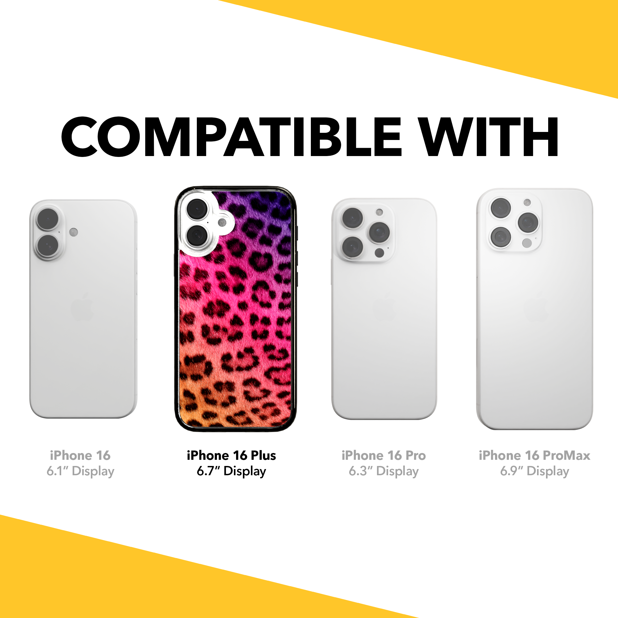 iPhone 16 Series | MagSafe | Animal Print Case | Pink Leopard Print Pink Cheetah / iPhone 16 Plus / Black