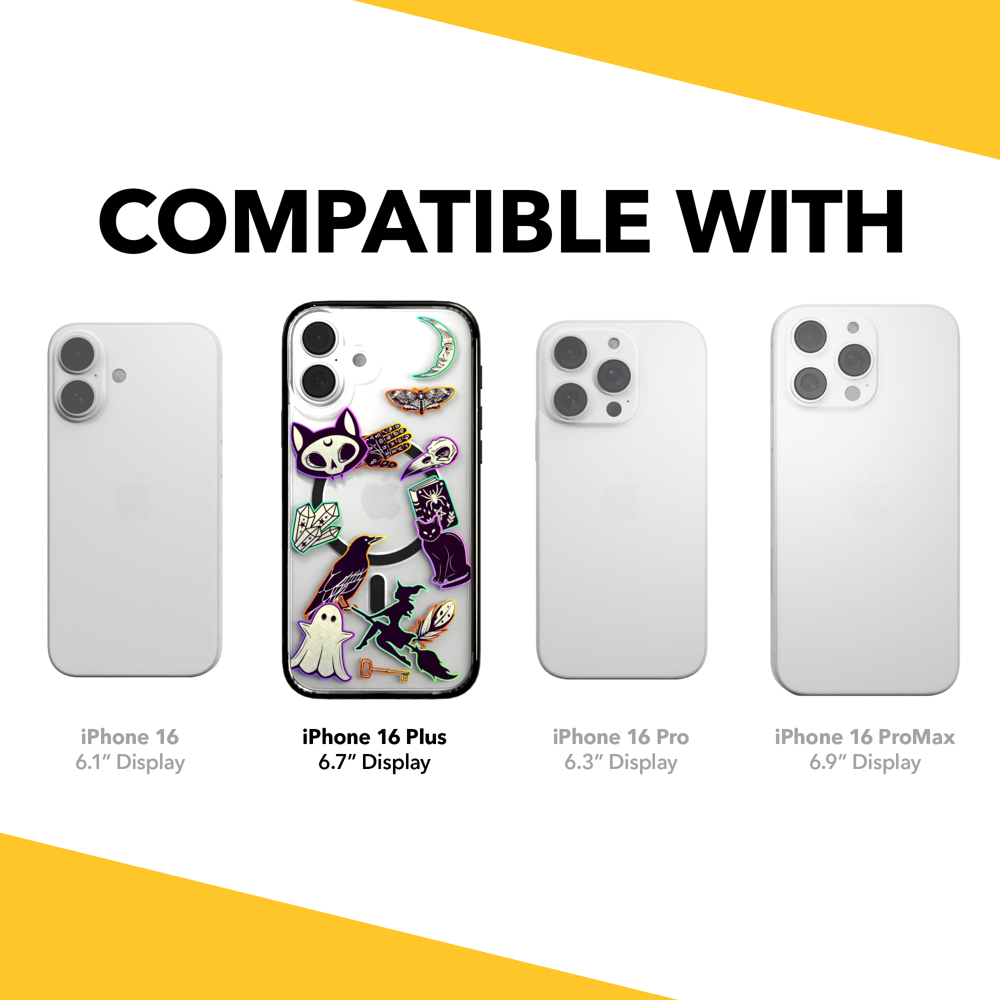 iPhone 16 Series | MagSafe | Halloween Case | Witchy Stickers Witchy Stickers / iPhone 16 Plus / Black
