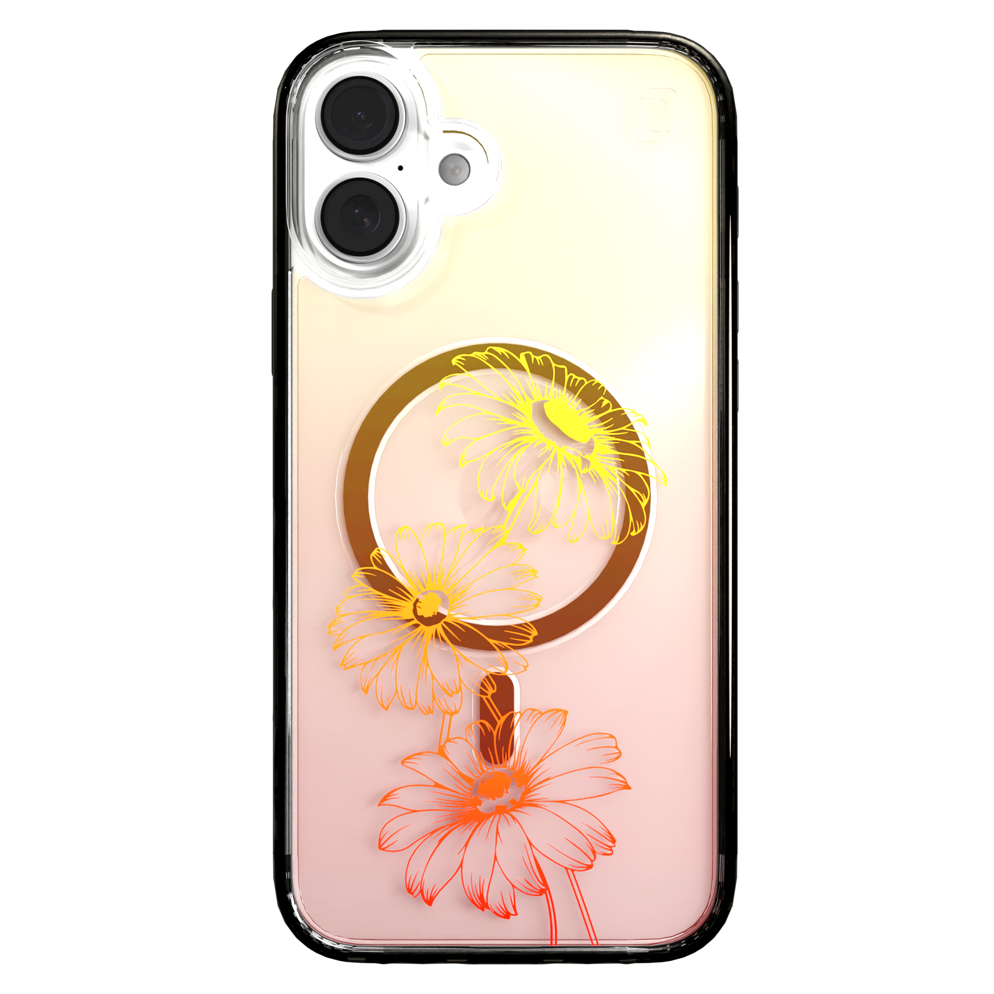 iPhone 16 Series | MagSafe | Ombre Bouquet Case Collection | Orange Citrus Splash Citrus Splash / iPhone 16 Plus / Black