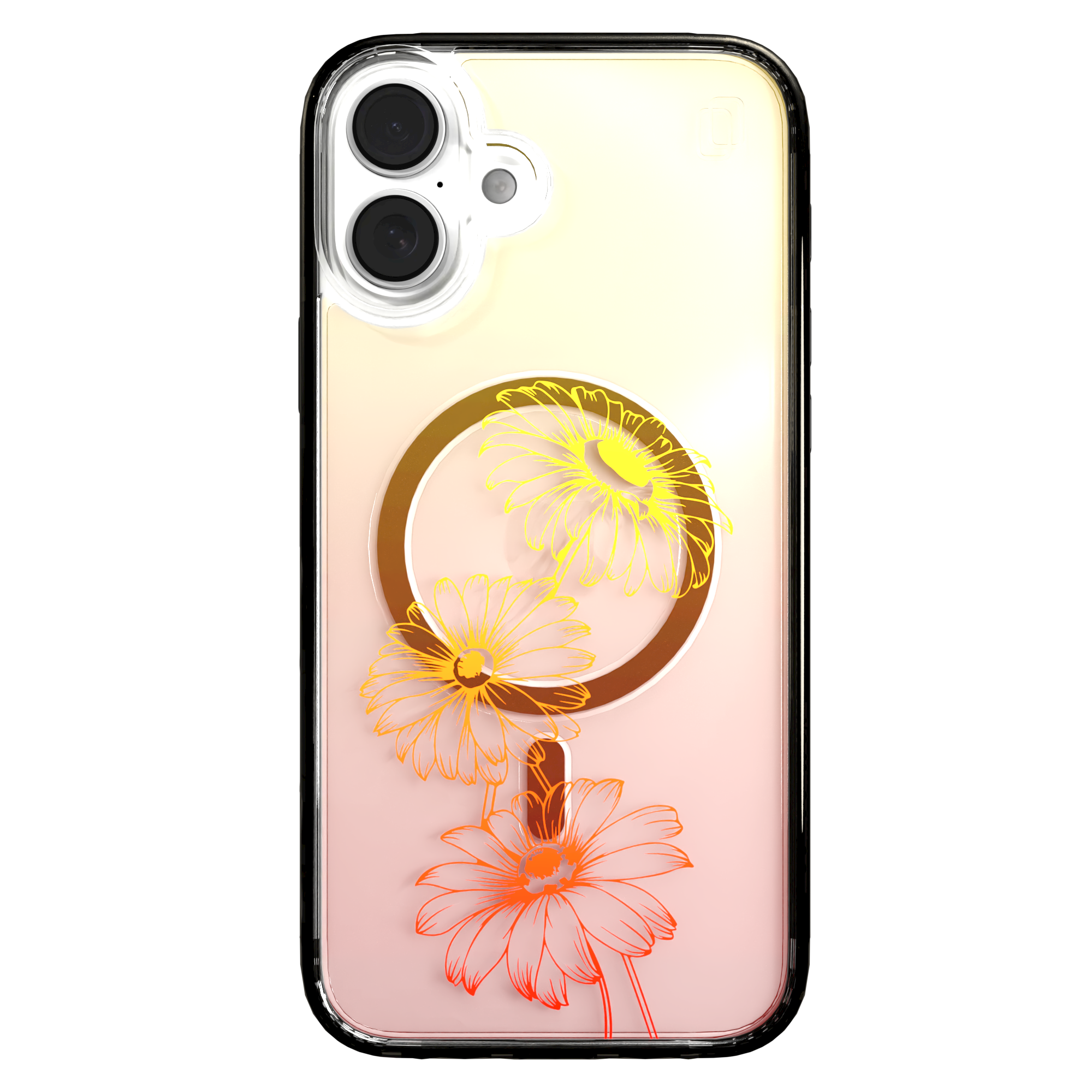 iPhone 16 Series | MagSafe | Ombre Bouquet Case Collection | Orange Citrus Splash Citrus Splash / iPhone 16 Plus / Black