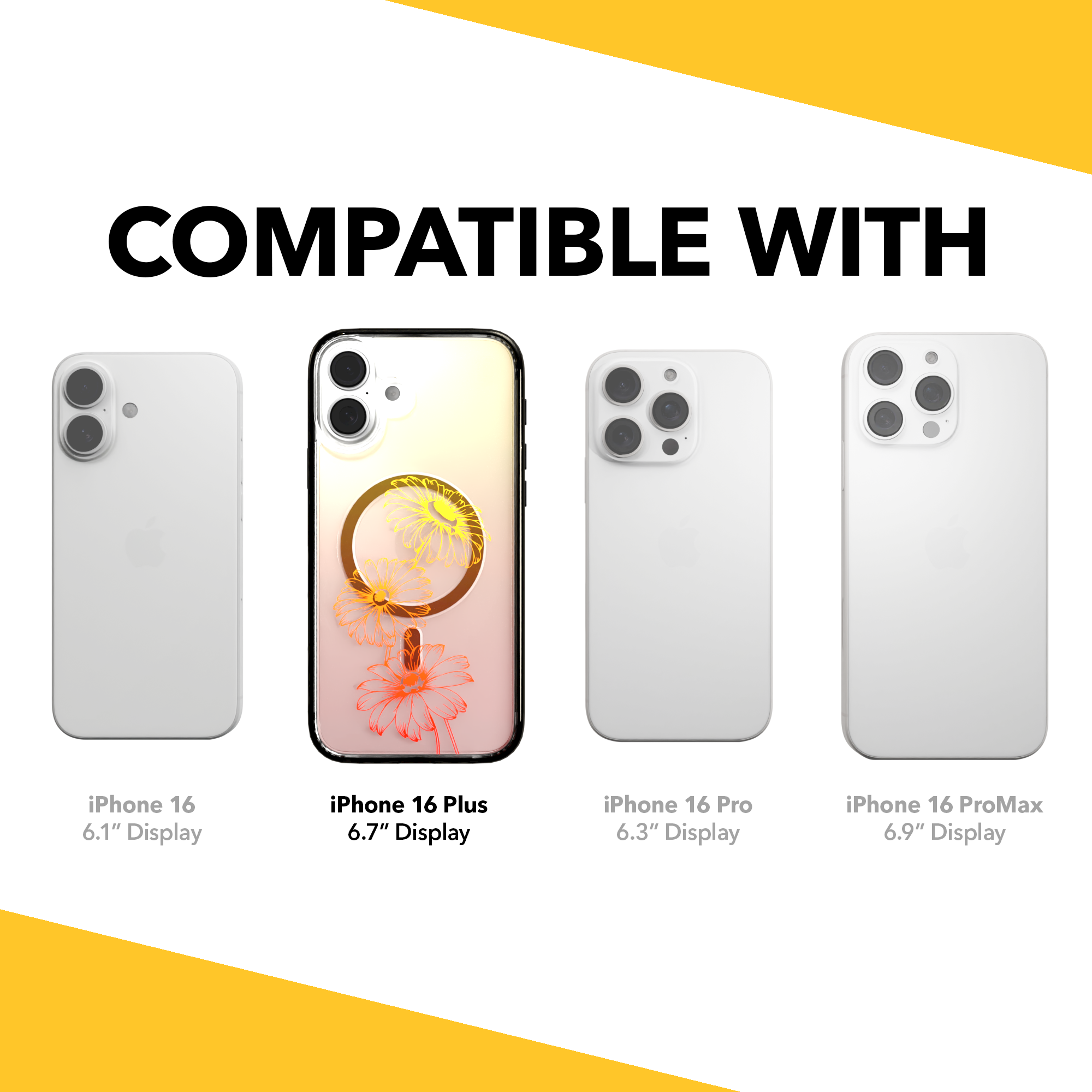 iPhone 16 Series | MagSafe | Ombre Bouquet Case Collection | Orange Citrus Splash Citrus Splash / iPhone 16 Plus / Black