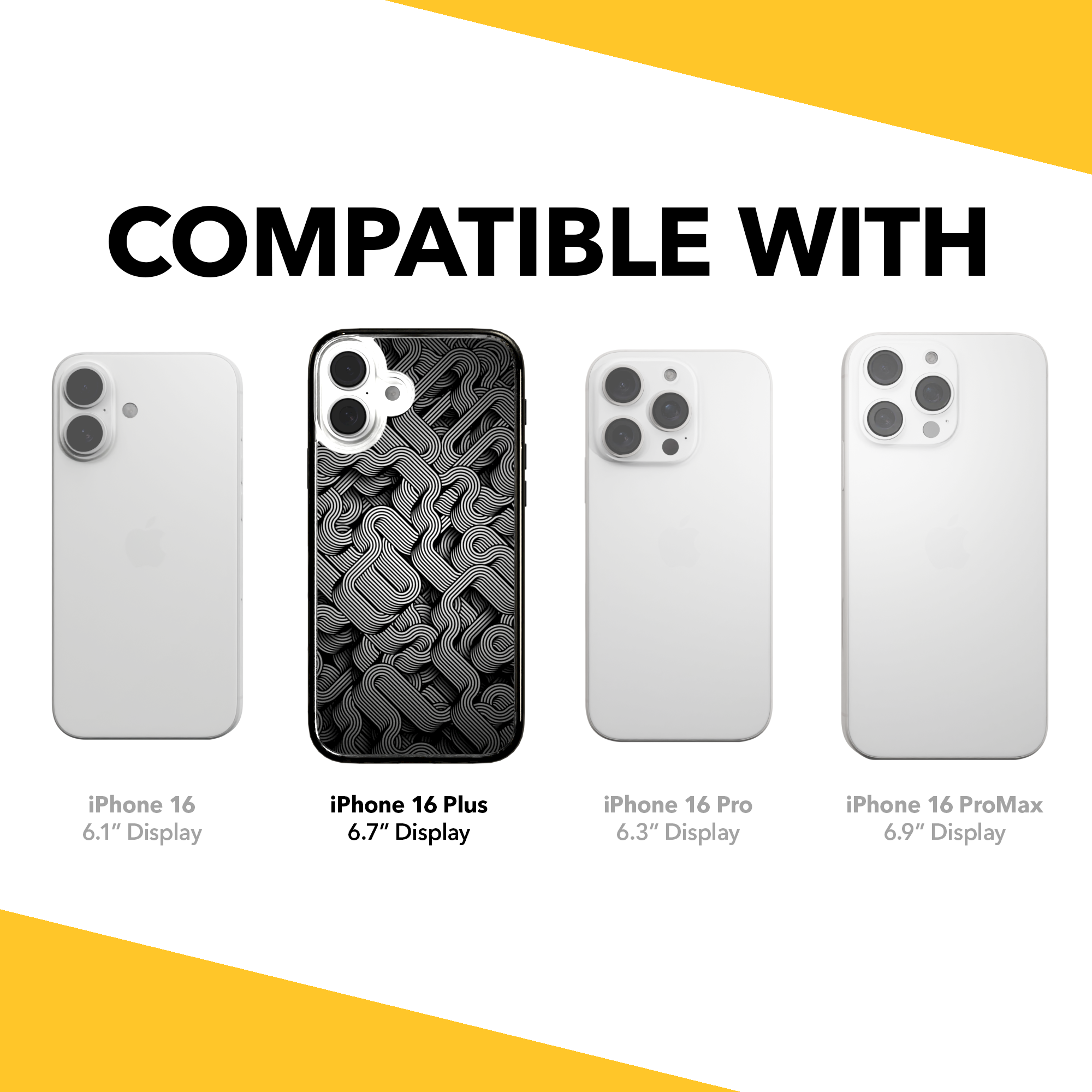 iPhone 16 Series | MagSafe | Monochromatic Case Designs | Black & White Dimensions Black & White Dimensions / iPhone 16 Plus / Black