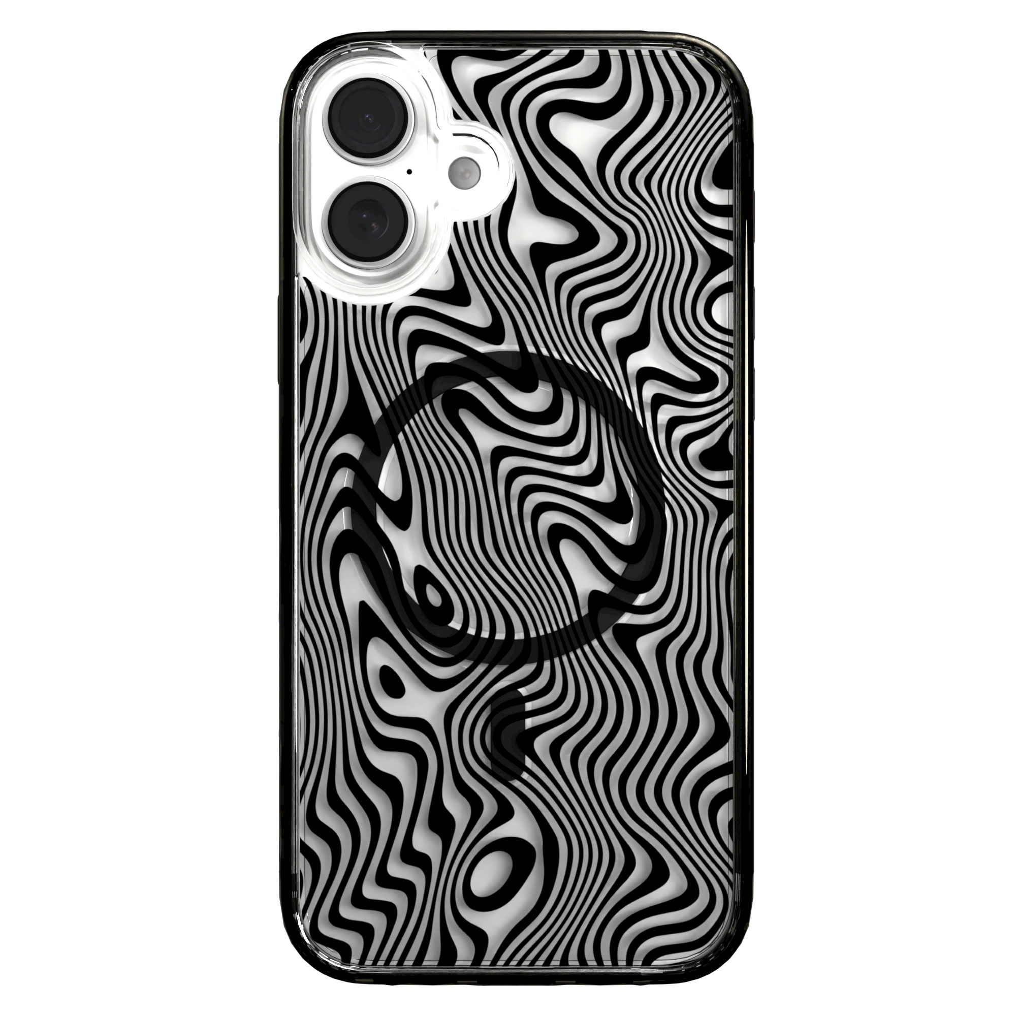 iPhone 16 Series | MagSafe | Monochromatic Case Designs | Swirling Tides Tide / iPhone 16 Plus / Black
