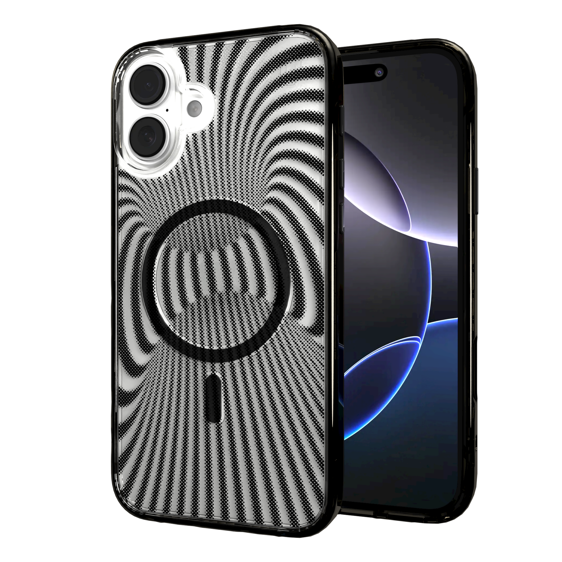 iPhone 16 Series | MagSafe | Monochromatic Case Designs | Trippy Tunnel Tunnel / iPhone 16 Plus / Black