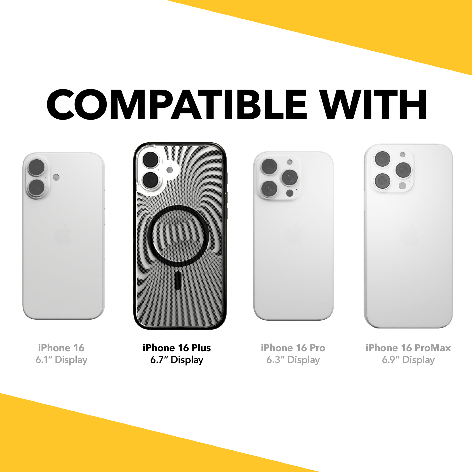 iPhone 16 Series | MagSafe | Monochromatic Case Designs | Trippy Tunnel Tunnel / iPhone 16 Plus / Black