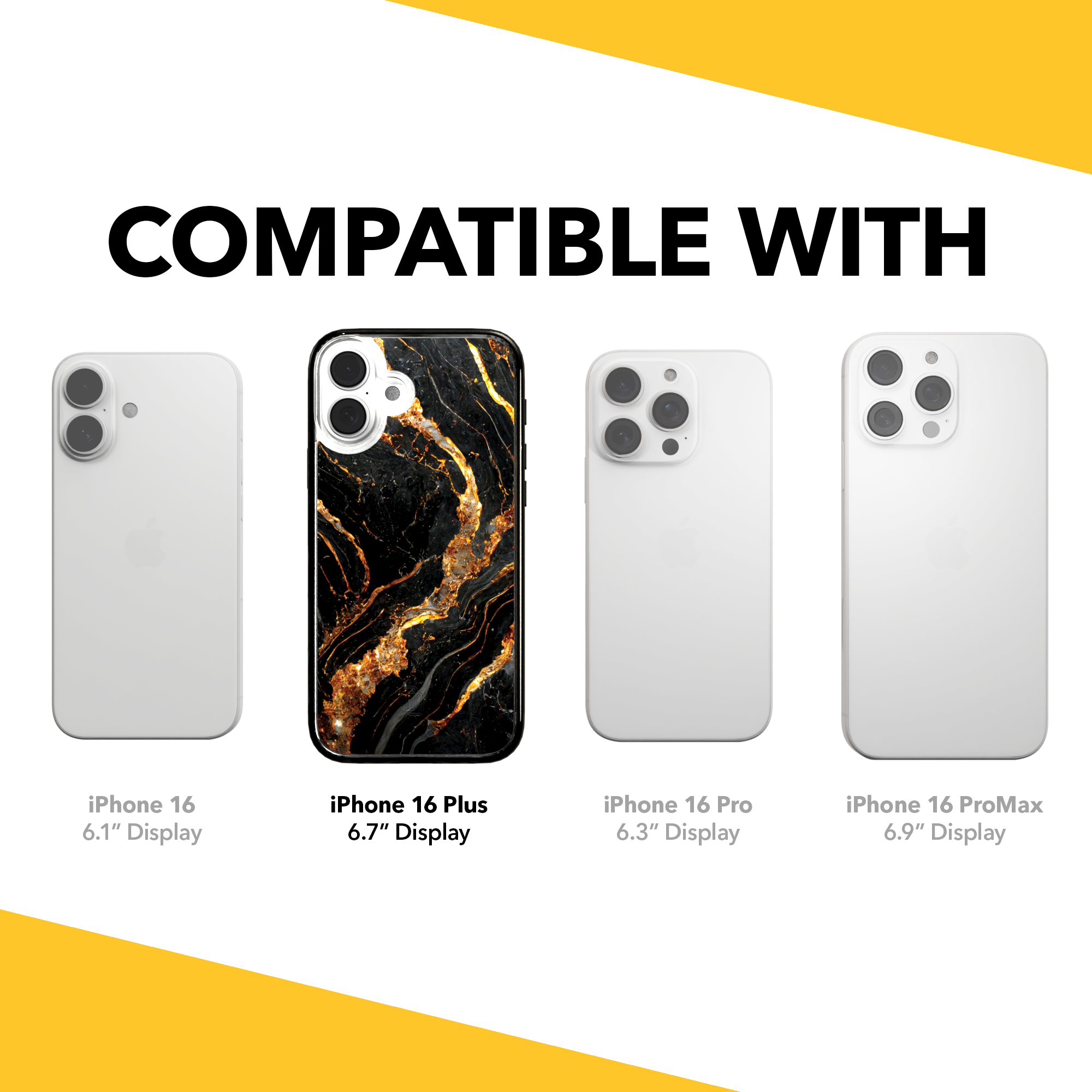 iPhone 16 Series | MagSafe | Stone Beauty Case Collection | Dark Night Black & Gold Marble Dark Night / iPhone 16 Plus / Black