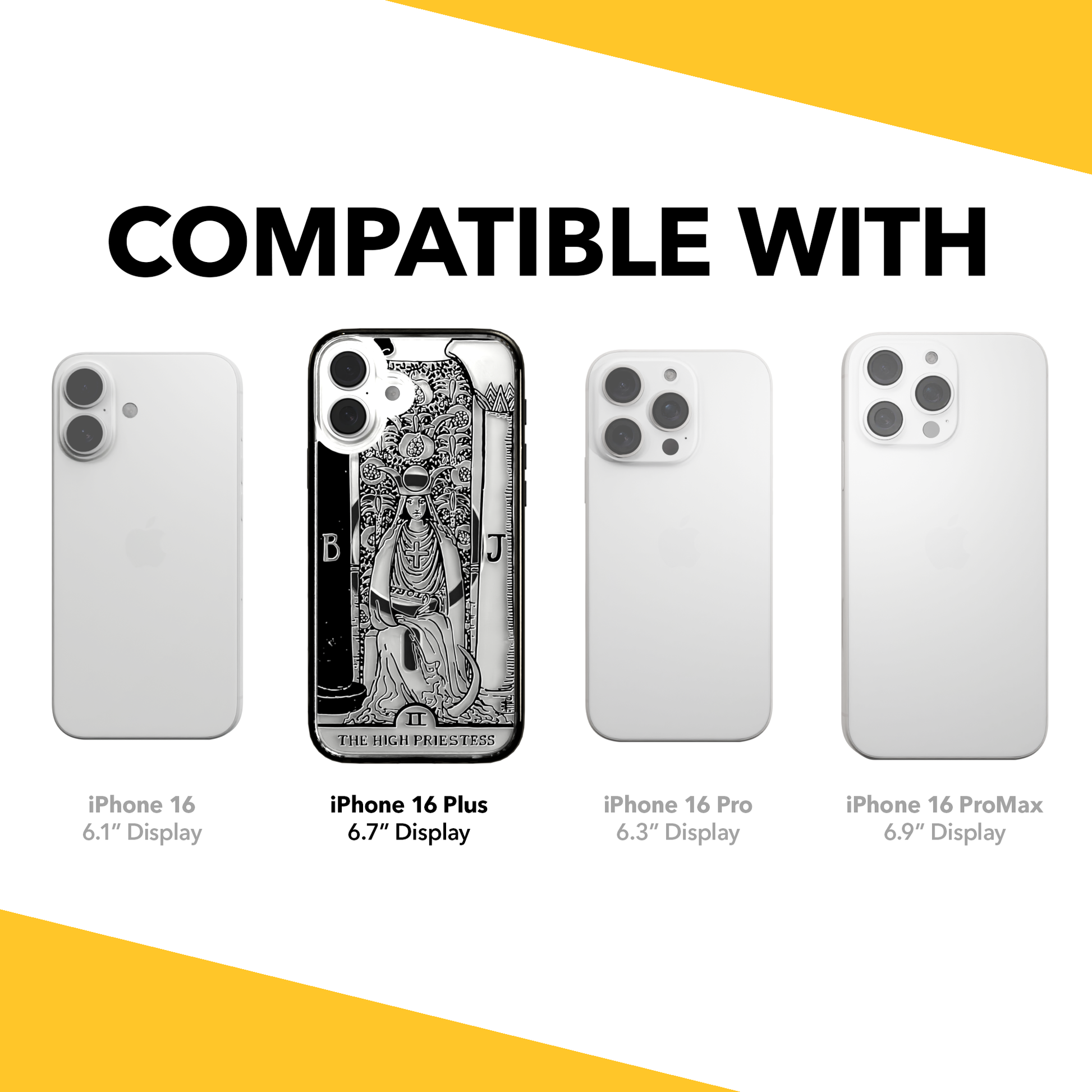iPhone 16 Series | MagSafe | Tarot Collection | The High Priestess The High Priestess - Line / iPhone 16 Plus / Black