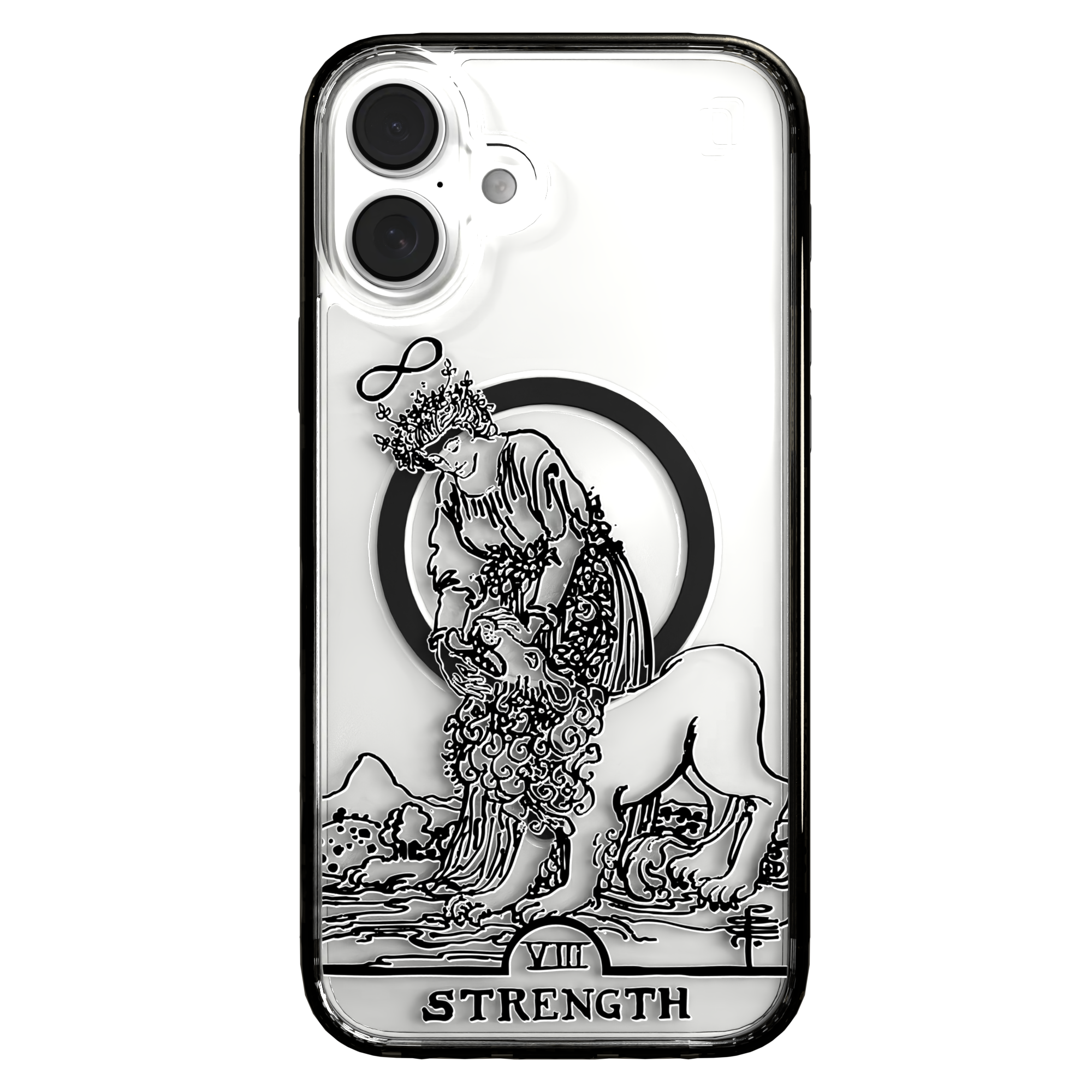 iPhone 16 Series | MagSafe | Tarot Collection | Strength Strength - Line / iPhone 16 Plus / Black