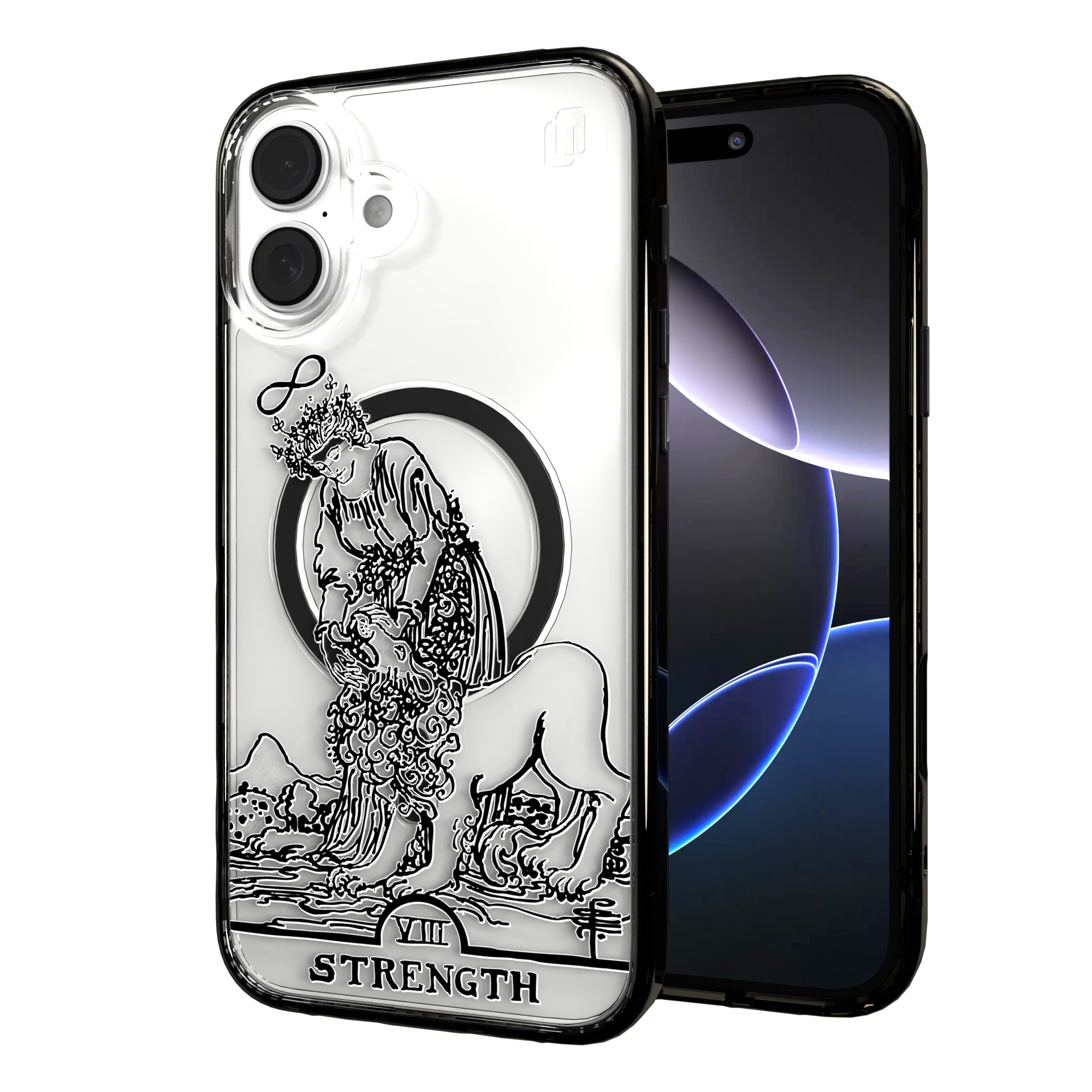 iPhone 16 Series | MagSafe | Tarot Collection | Strength Strength - Line / iPhone 16 Plus / Black