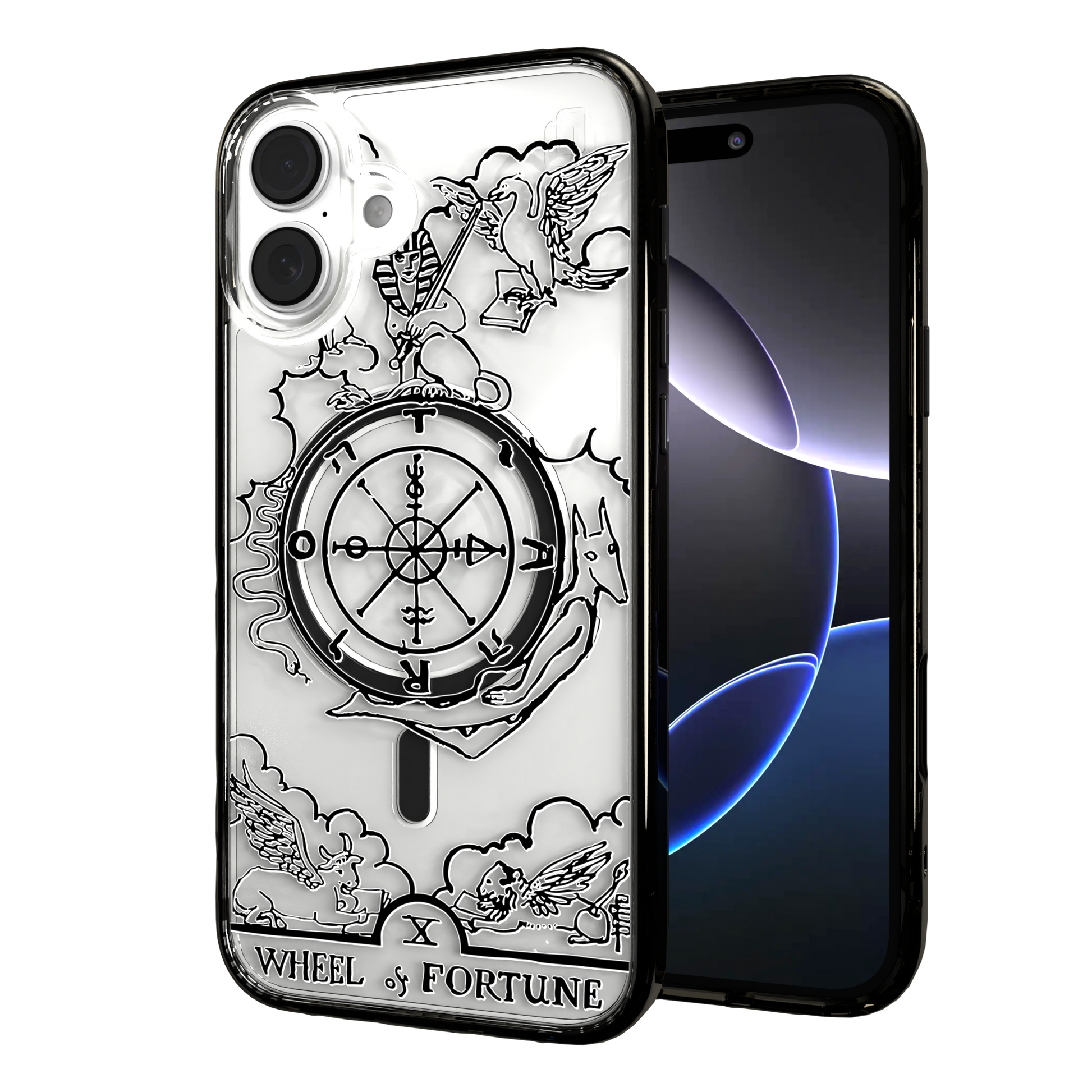 iPhone 16 Series | MagSafe | Tarot Collection | Wheel of Fortune Wheel of Fortune - Line / iPhone 16 Plus / Black