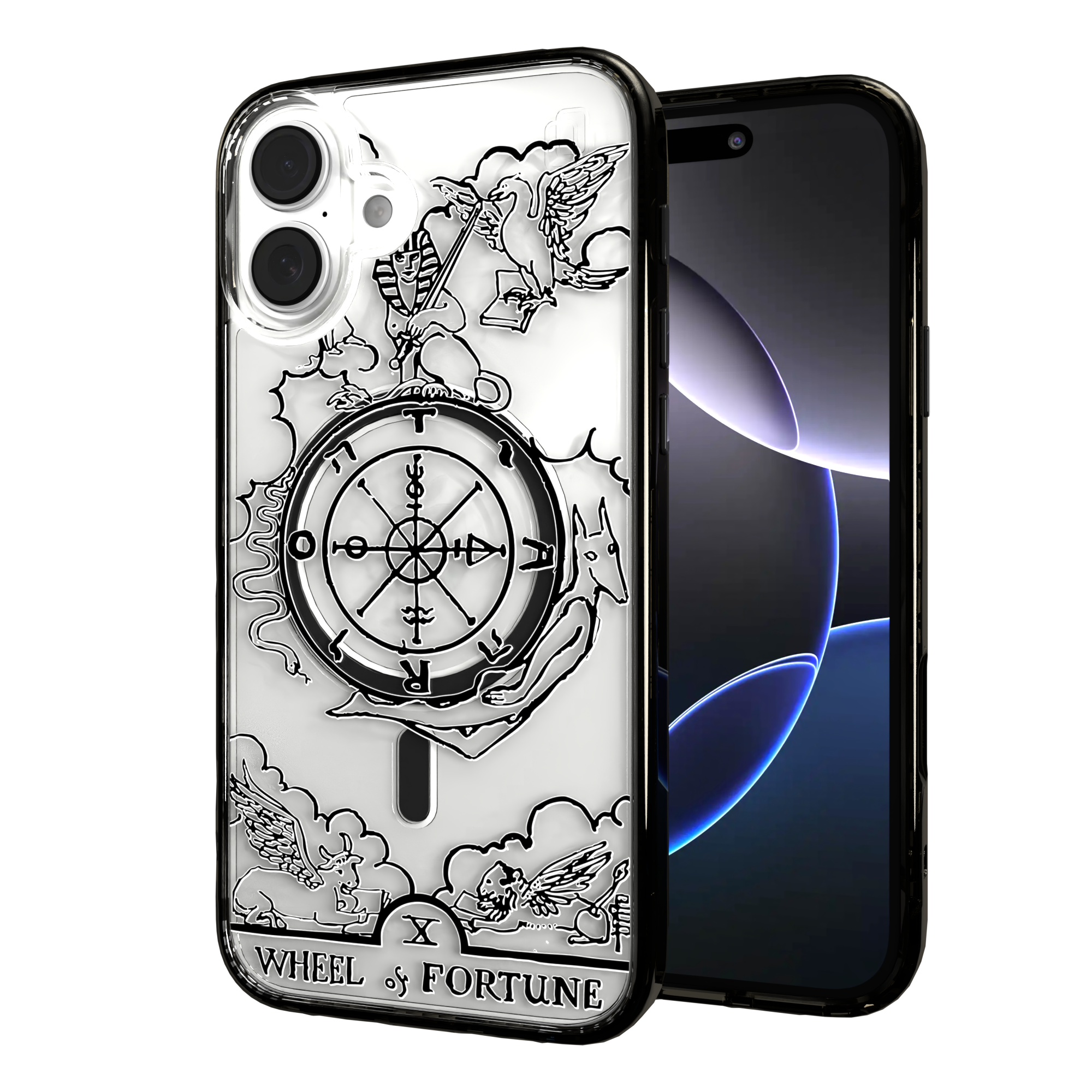 iPhone 16 Series | MagSafe | Tarot Collection | Wheel of Fortune Wheel of Fortune - Line / iPhone 16 Plus / Black