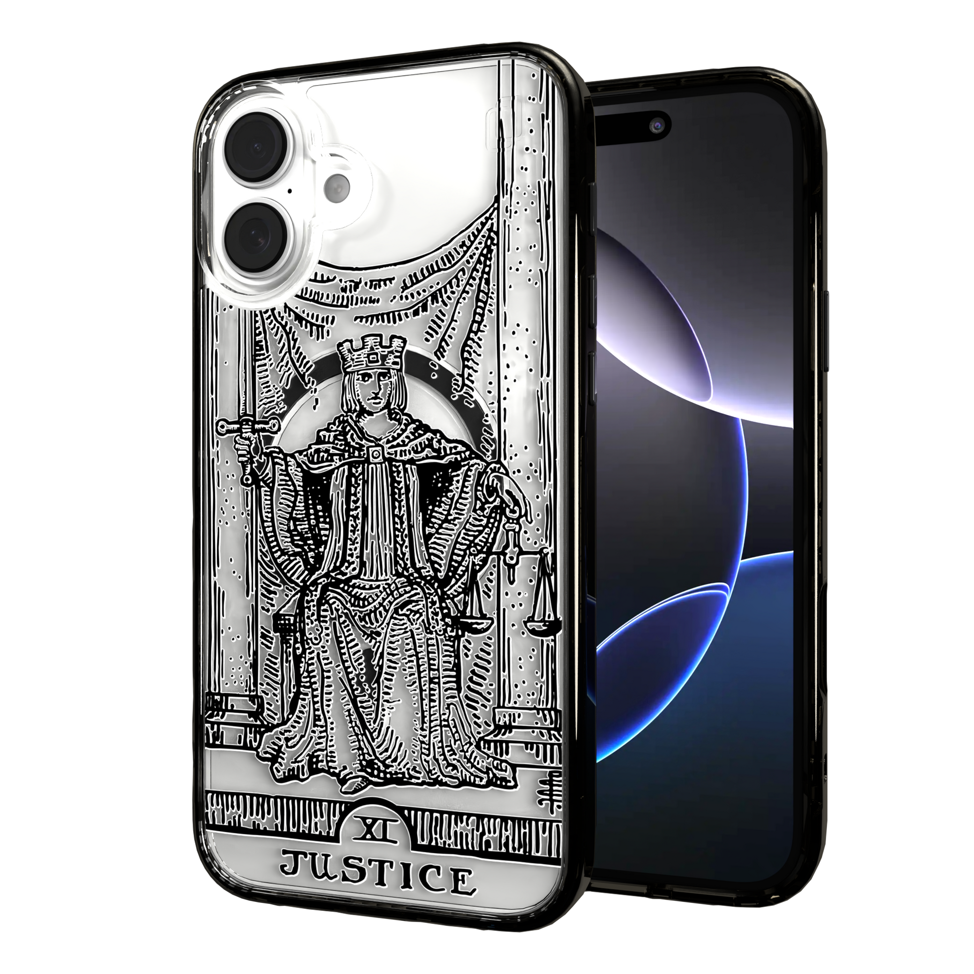 iPhone 16 Series | MagSafe | Tarot Collection | Justice Justice - Line / iPhone 16 Plus / Black