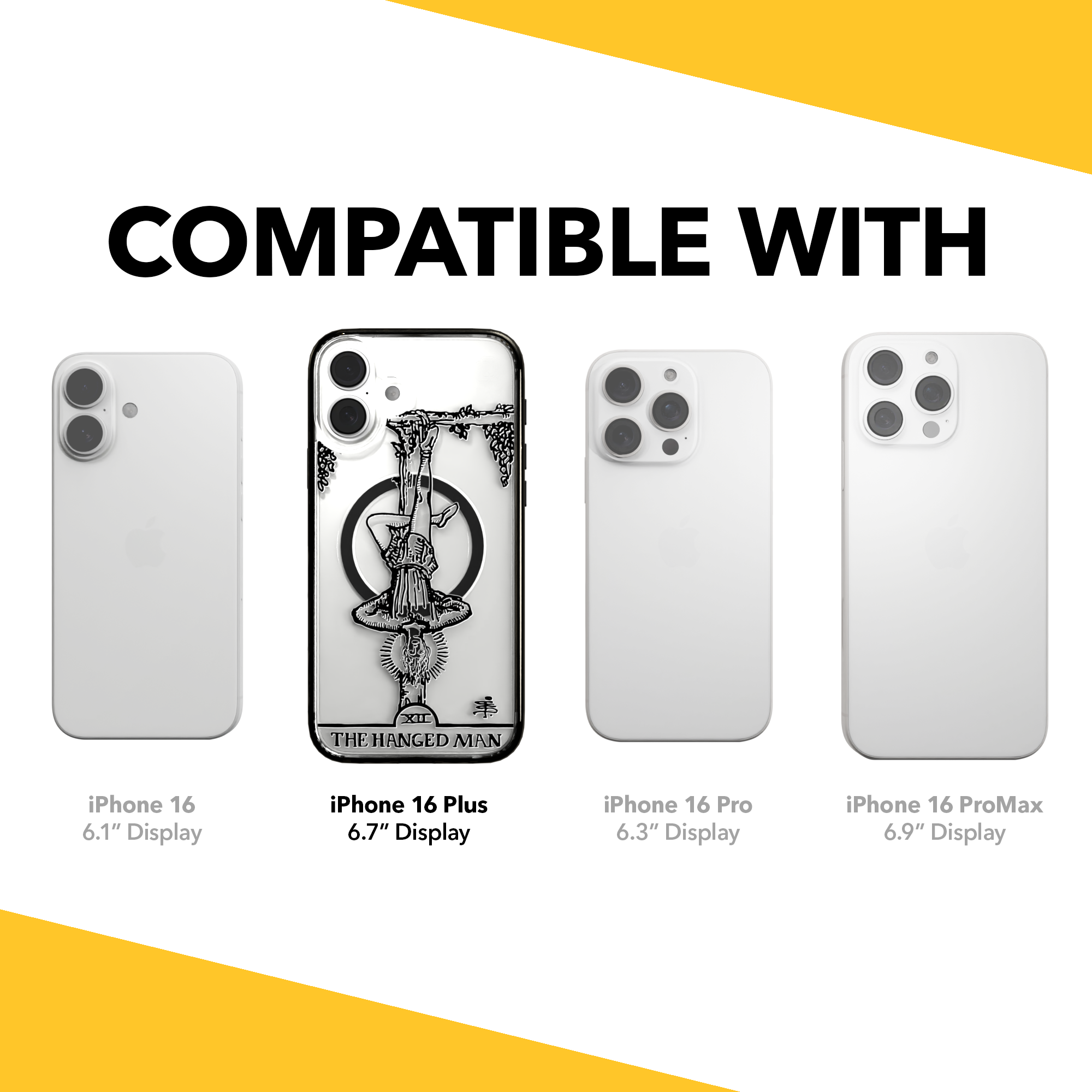 iPhone 16 Series | MagSafe | Tarot Collection | The Hanged Man The Hanged Man - Line / iPhone 16 Plus / Black
