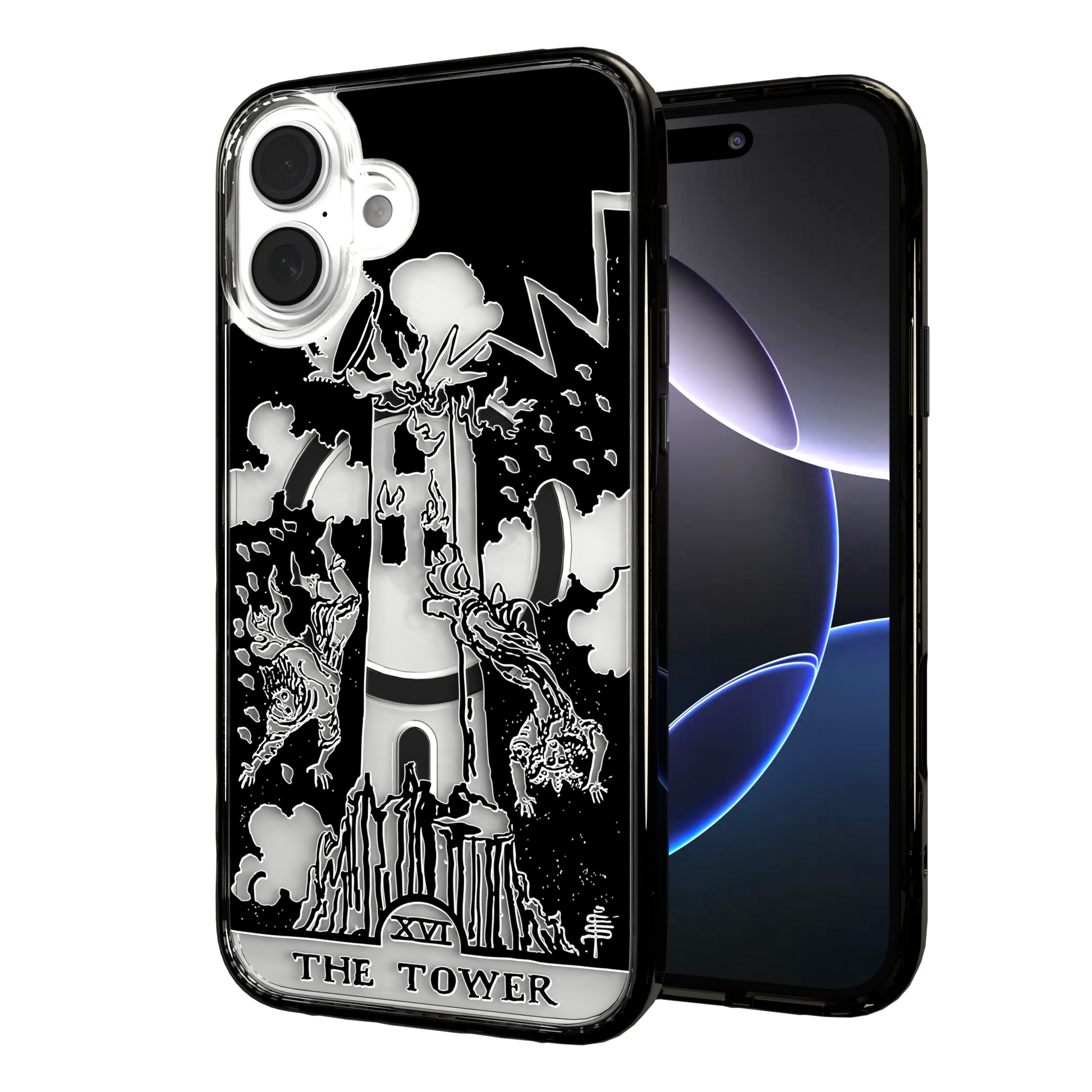 iPhone 16 Series | MagSafe | Tarot Collection | The Tower The Tower - Line / iPhone 16 Plus / Black