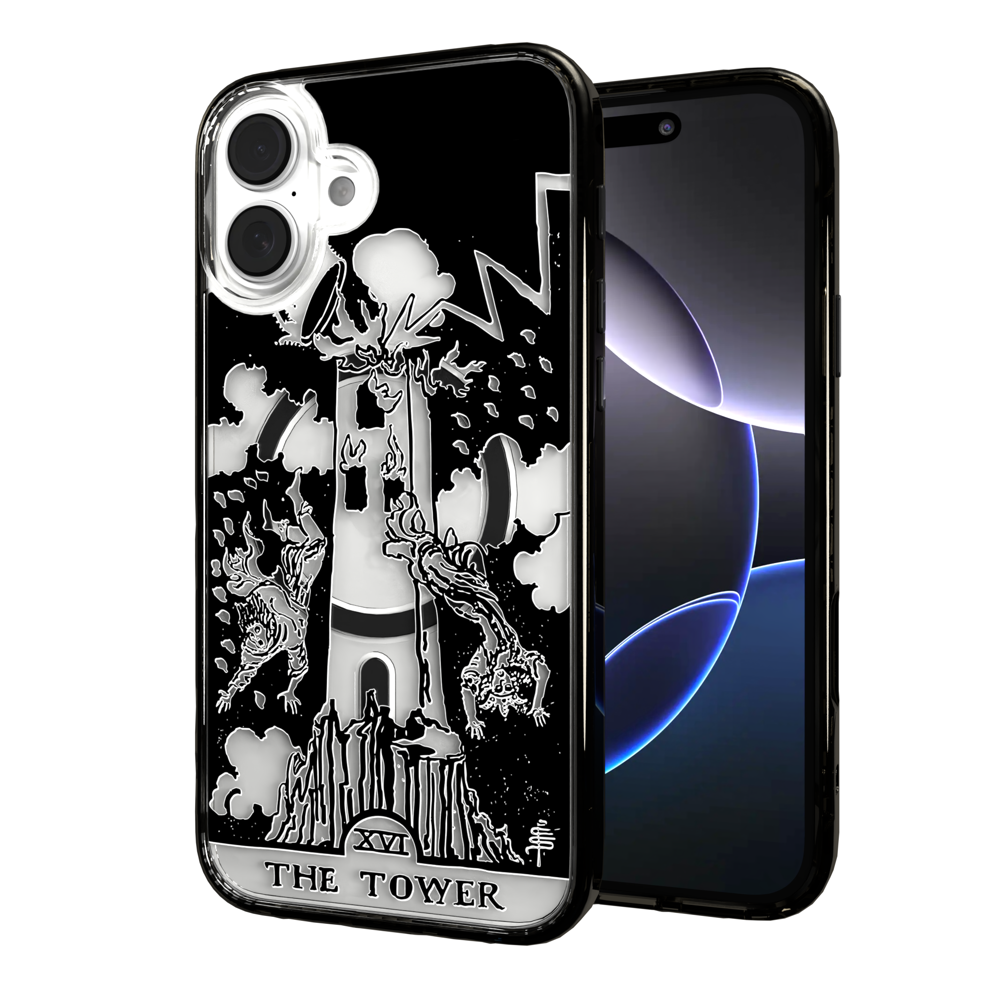 iPhone 16 Series | MagSafe | Tarot Collection | The Tower The Tower - Line / iPhone 16 Plus / Black