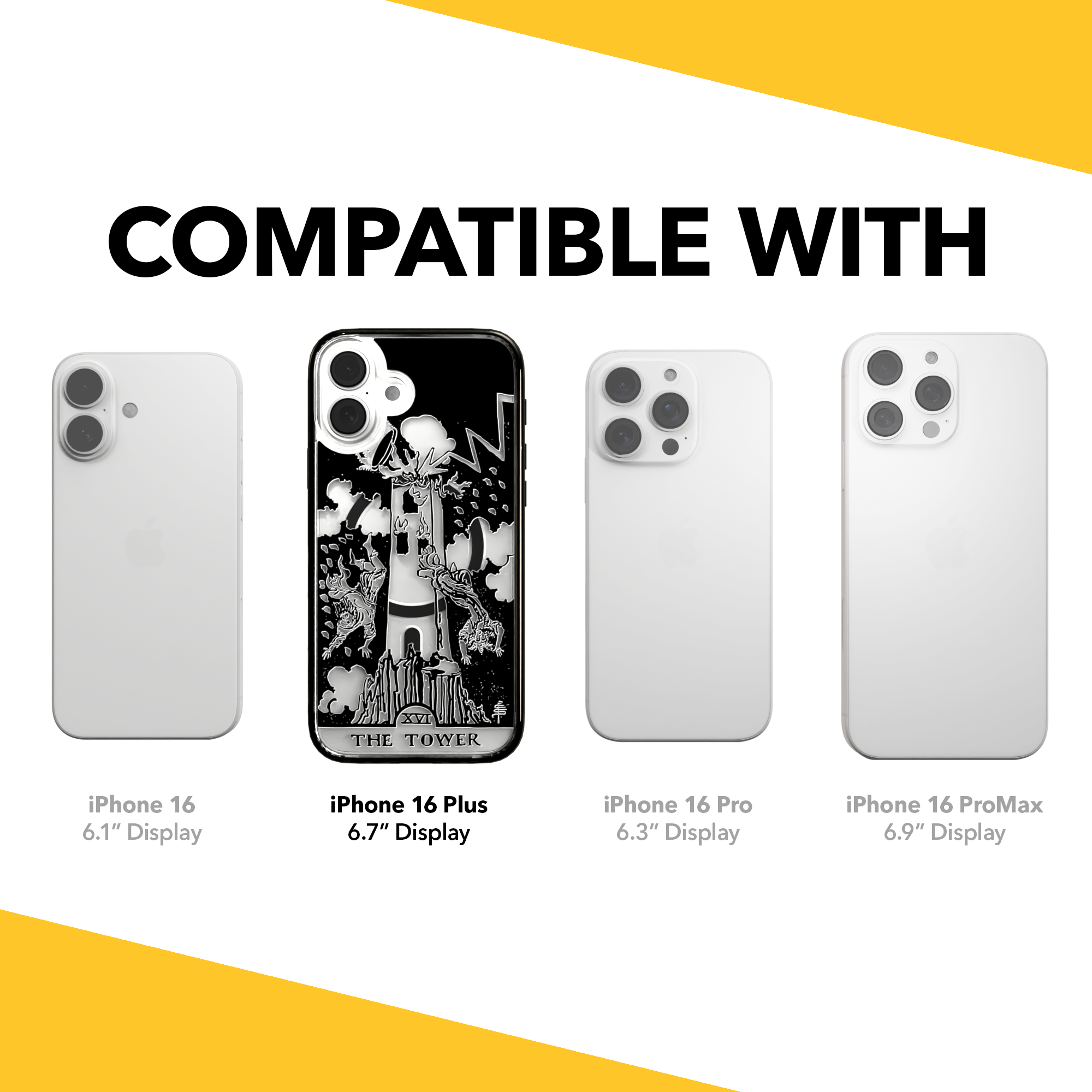 iPhone 16 Series | MagSafe | Tarot Collection | The Tower The Tower - Line / iPhone 16 Plus / Black