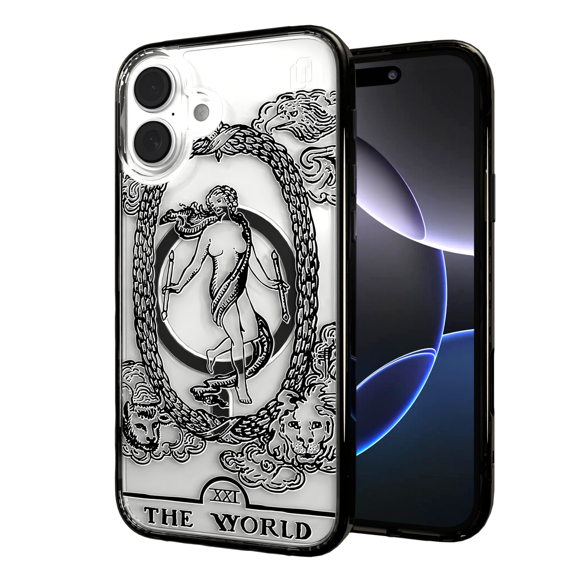 iPhone 16 Series | MagSafe | Tarot Collection | The World The World - Line / iPhone 16 Plus / Black
