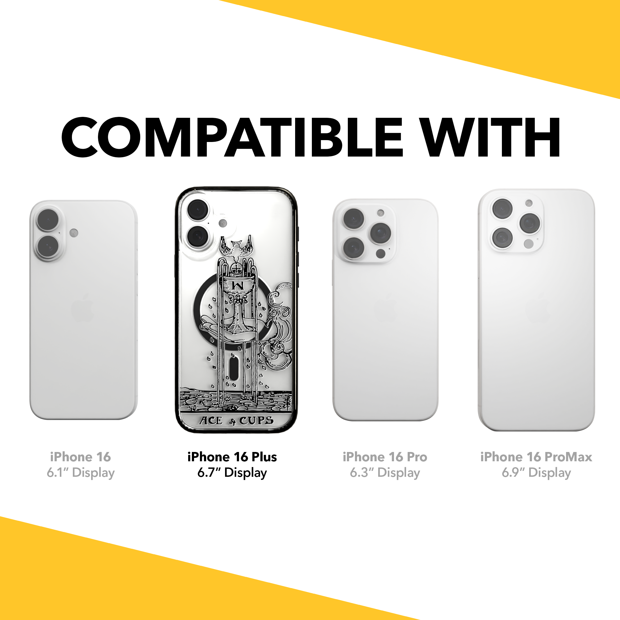 iPhone 16 Series | MagSafe | Tarot Collection | Ace of Cups Ace of Cups - Line / iPhone 16 Plus / Black