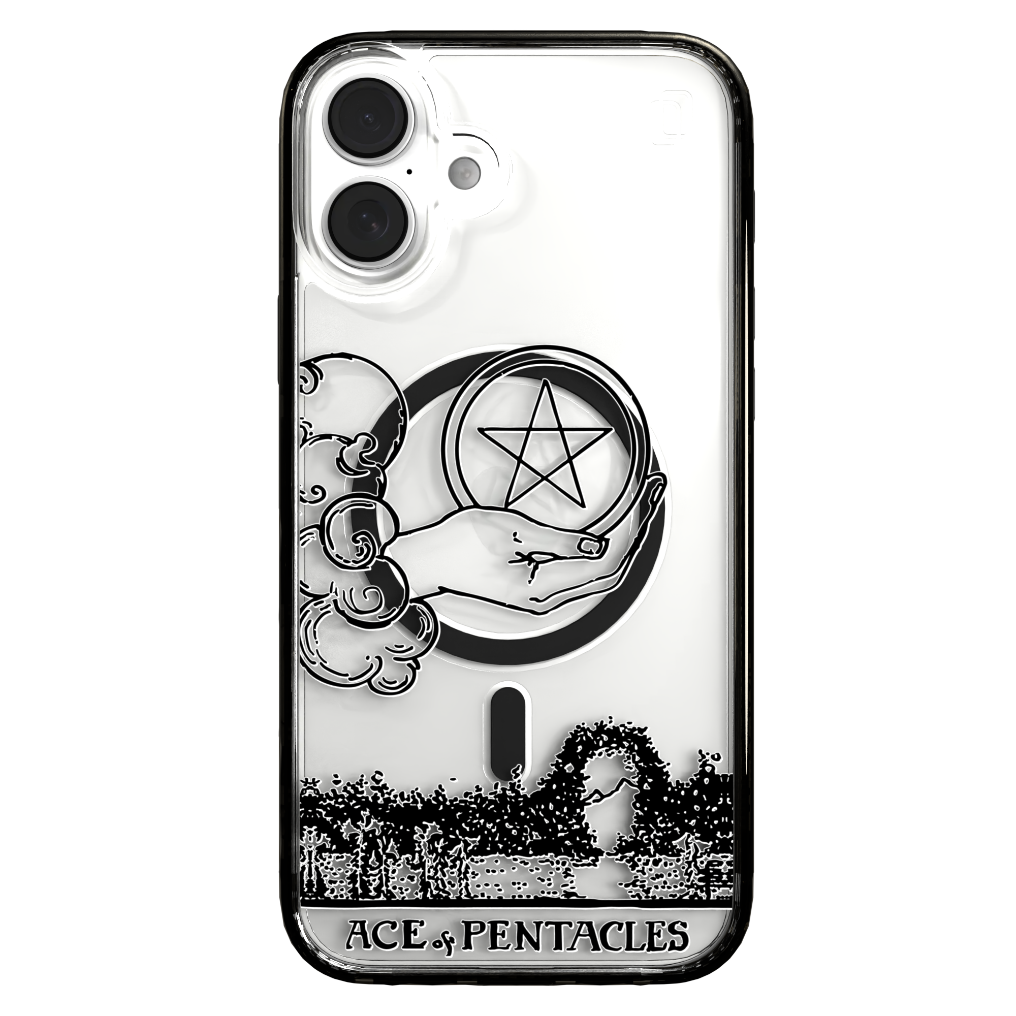 iPhone 16 Series | MagSafe | Tarot Collection | Ace of Pentacles Ace of Pentacles - Line / iPhone 16 Plus / Black