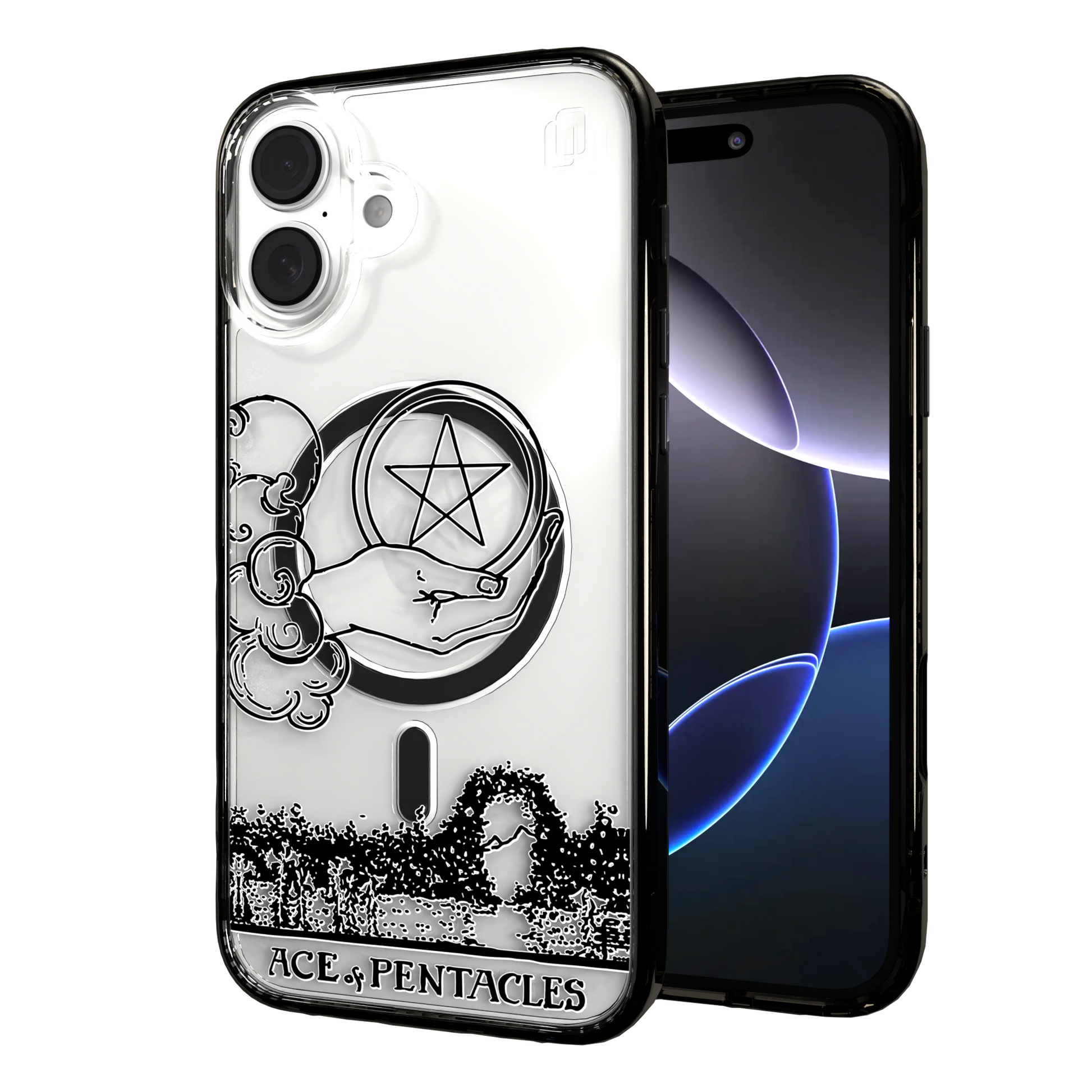 iPhone 16 Series | MagSafe | Tarot Collection | Ace of Pentacles Ace of Pentacles - Line / iPhone 16 Plus / Black