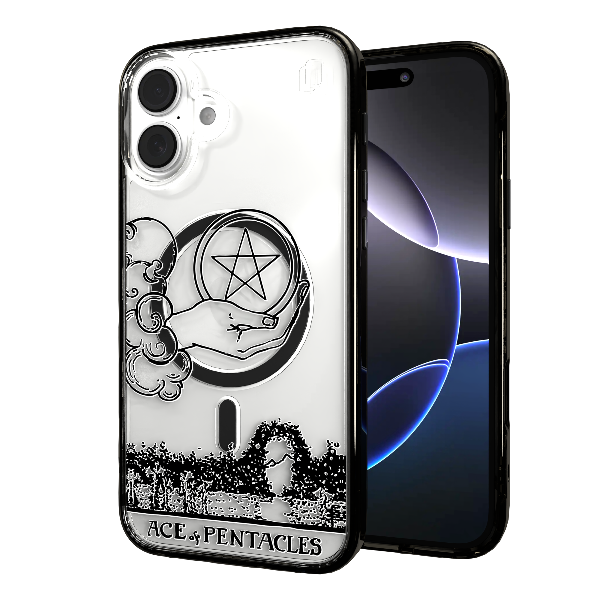 iPhone 16 Series | MagSafe | Tarot Collection | Ace of Pentacles Ace of Pentacles - Line / iPhone 16 Plus / Black