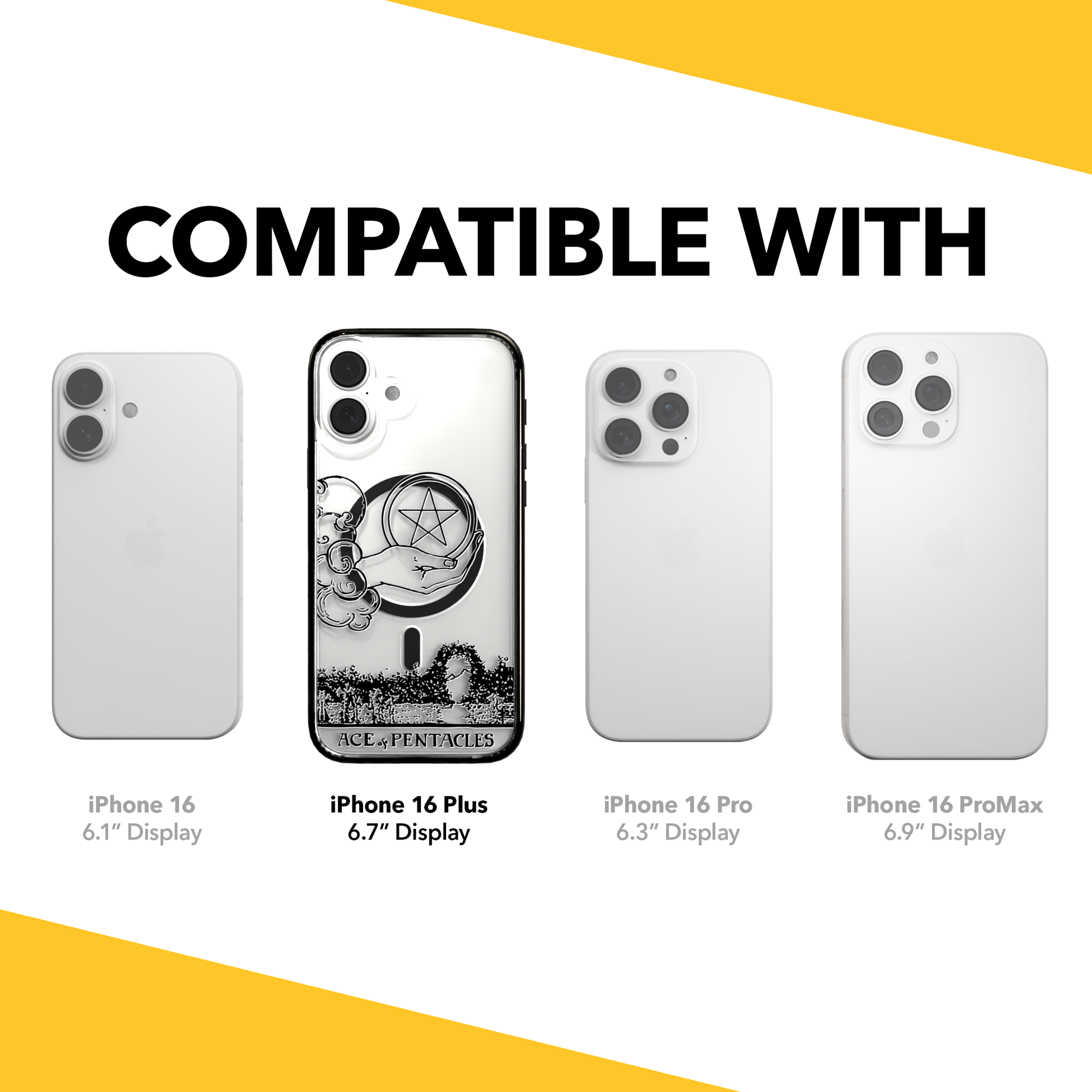iPhone 16 Series | MagSafe | Tarot Collection | Ace of Pentacles Ace of Pentacles - Line / iPhone 16 Plus / Black