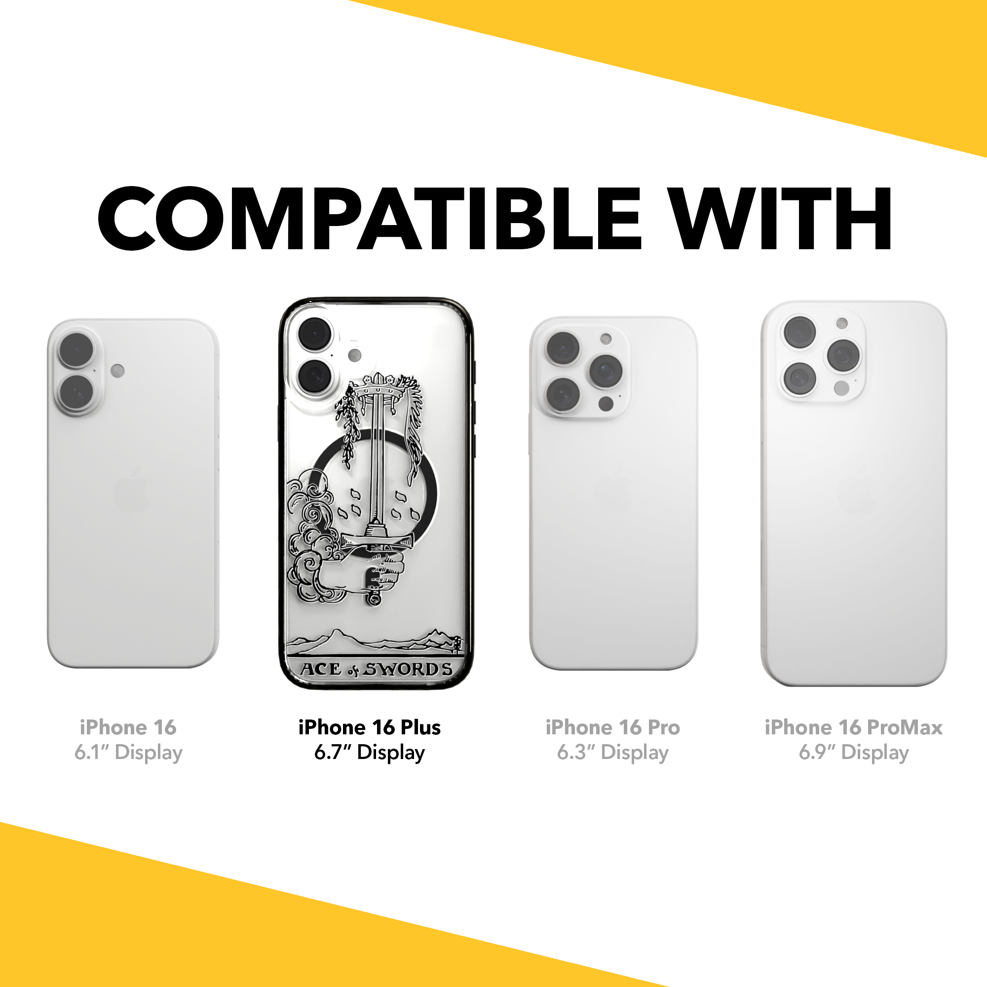 iPhone 16 Series | MagSafe | Tarot Collection | Ace of Swords Ace of Swords - Line / iPhone 16 Plus / Black