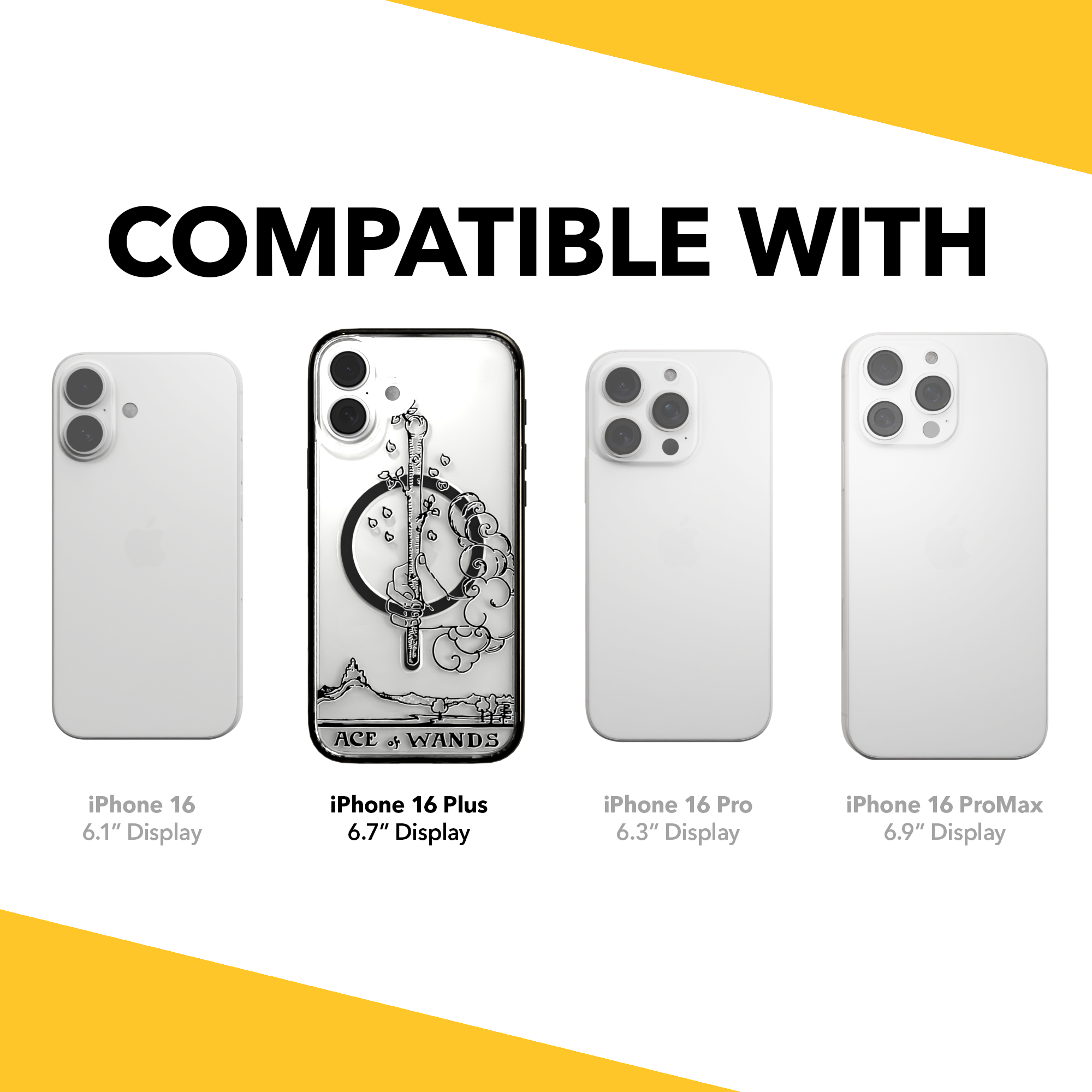 iPhone 16 Series | MagSafe | Tarot Collection | Ace of Wands Ace of Wands - Line / iPhone 16 Plus / Black