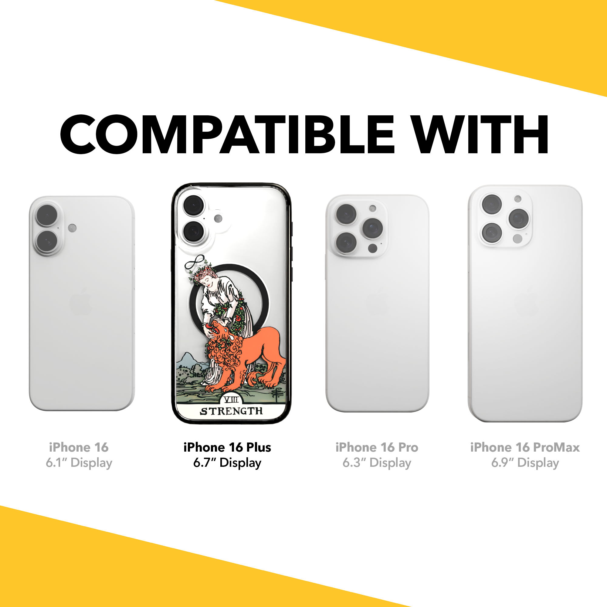 iPhone 16 Series | MagSafe | Tarot Collection | Strength Strength - Color / iPhone 16 Plus / Black