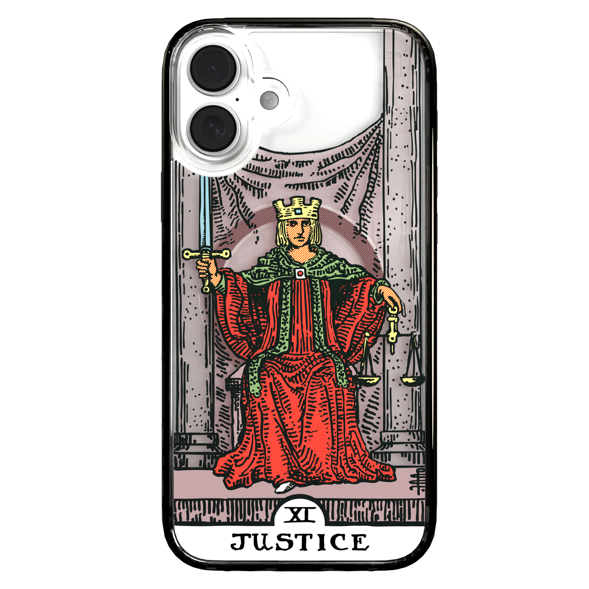 iPhone 16 Series | MagSafe | Tarot Collection | Justice Justice - Color / iPhone 16 Plus / Black