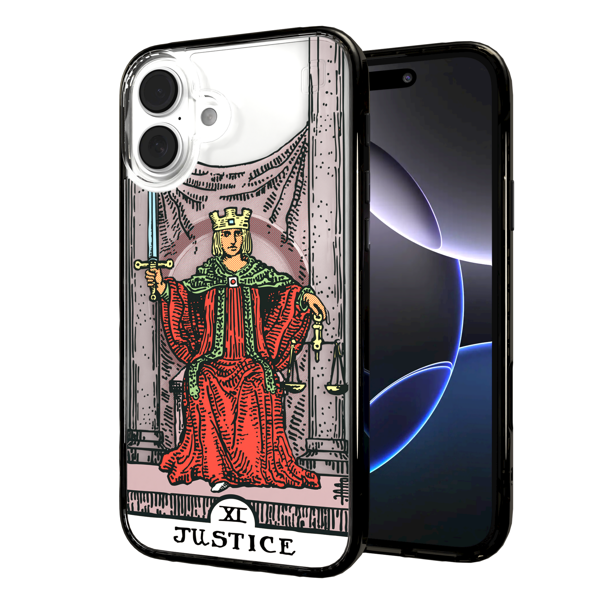 iPhone 16 Series | MagSafe | Tarot Collection | Justice Justice - Color / iPhone 16 Plus / Black