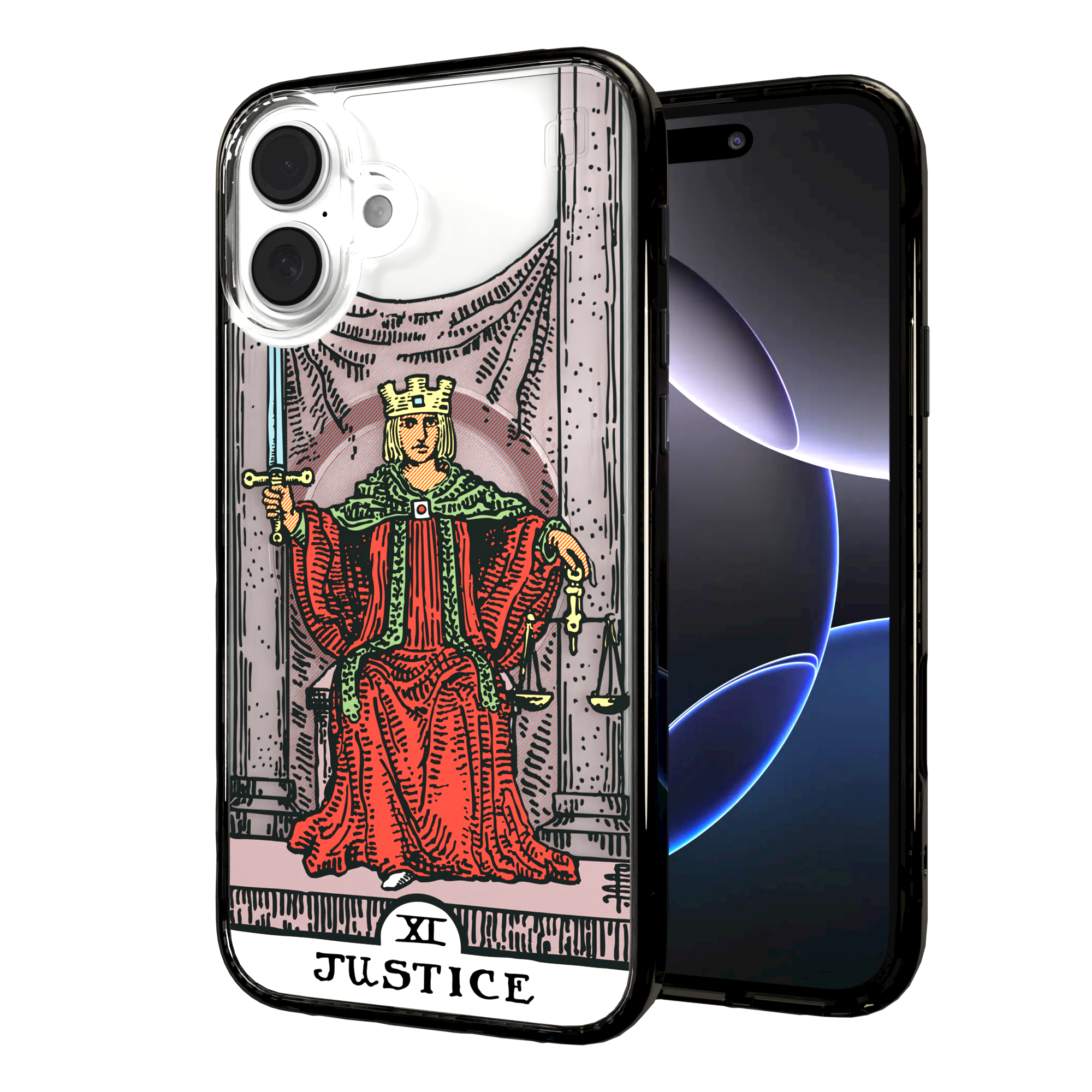 iPhone 16 Series | MagSafe | Tarot Collection | Justice Justice - Color / iPhone 16 Plus / Black