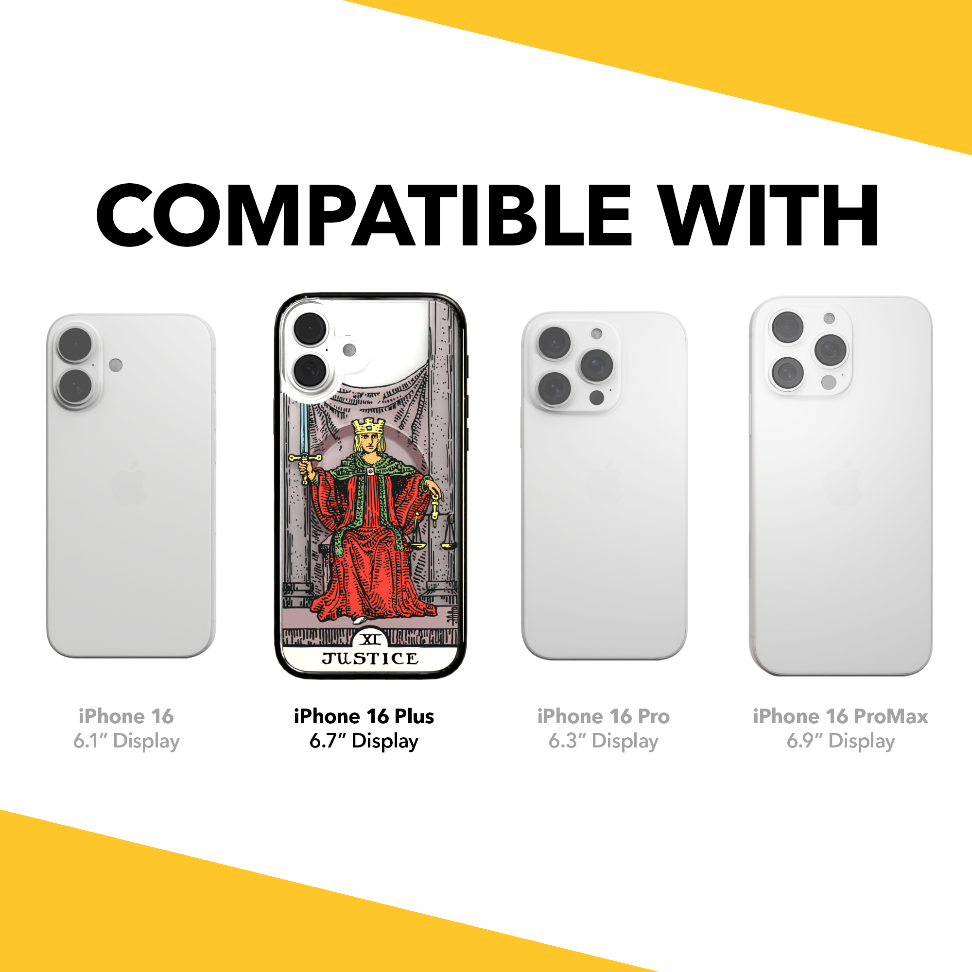 iPhone 16 Series | MagSafe | Tarot Collection | Justice Justice - Color / iPhone 16 Plus / Black