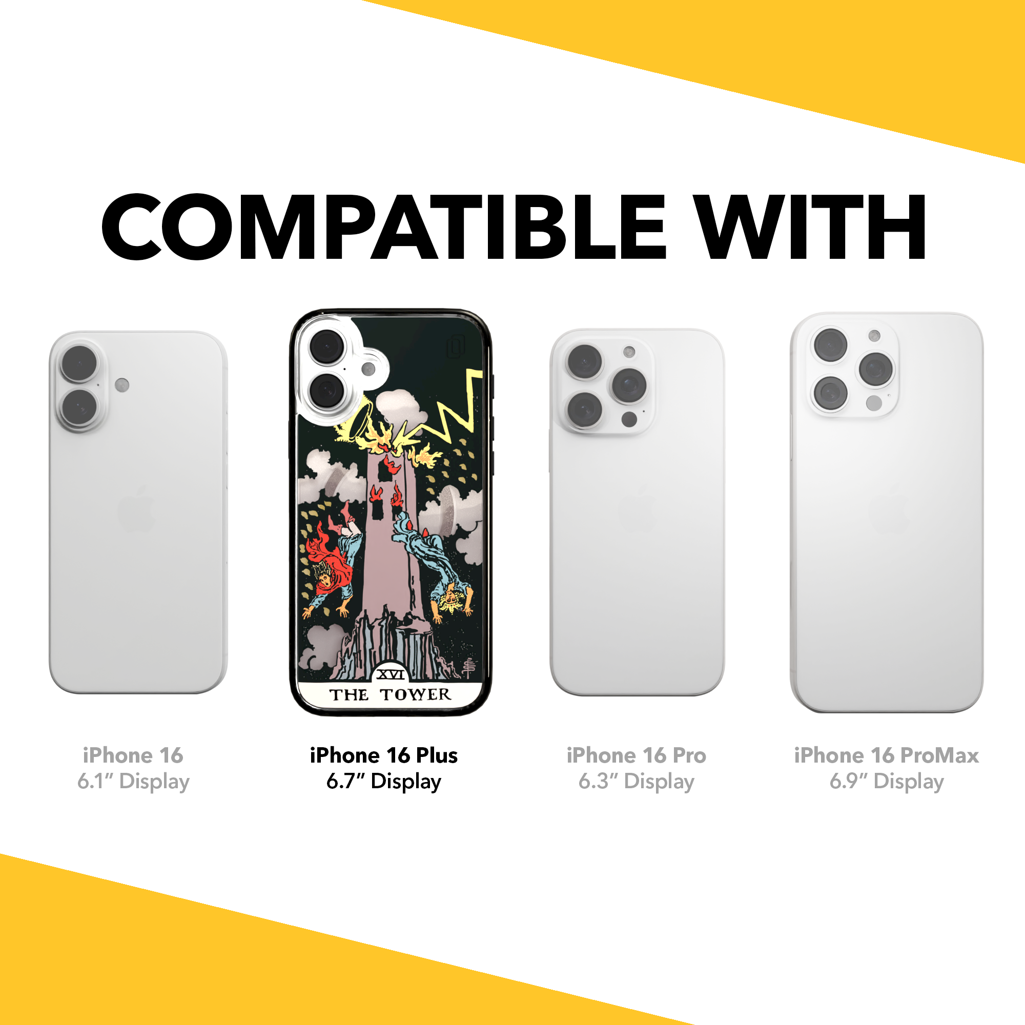iPhone 16 Series | MagSafe | Tarot Collection | The Tower The Tower - Color / iPhone 16 Plus / Black