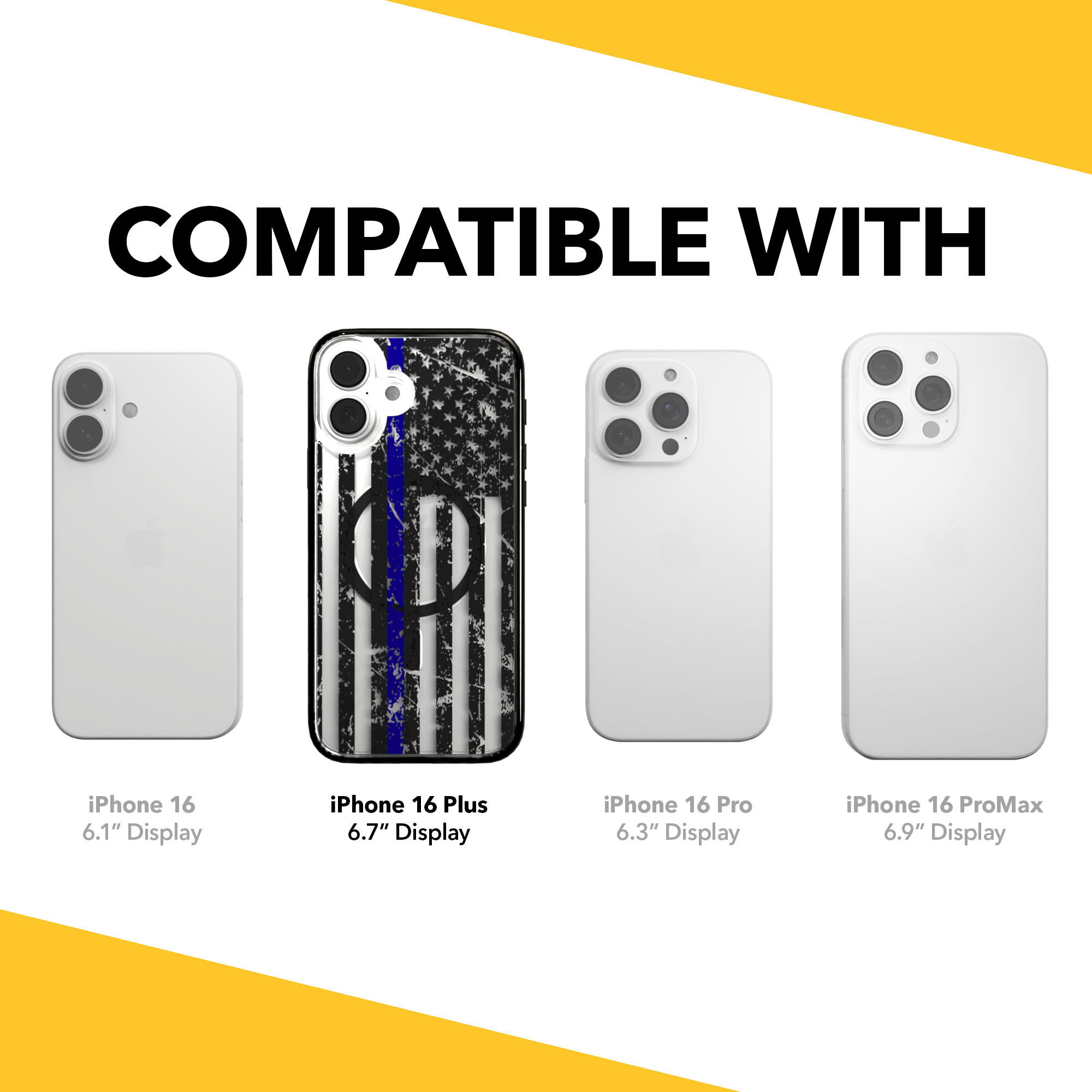 iPhone 16 Series | MagSafe | Red, White & Blue Case Collection | Thin Blue Line Blue Line / iPhone 16 Plus / Black